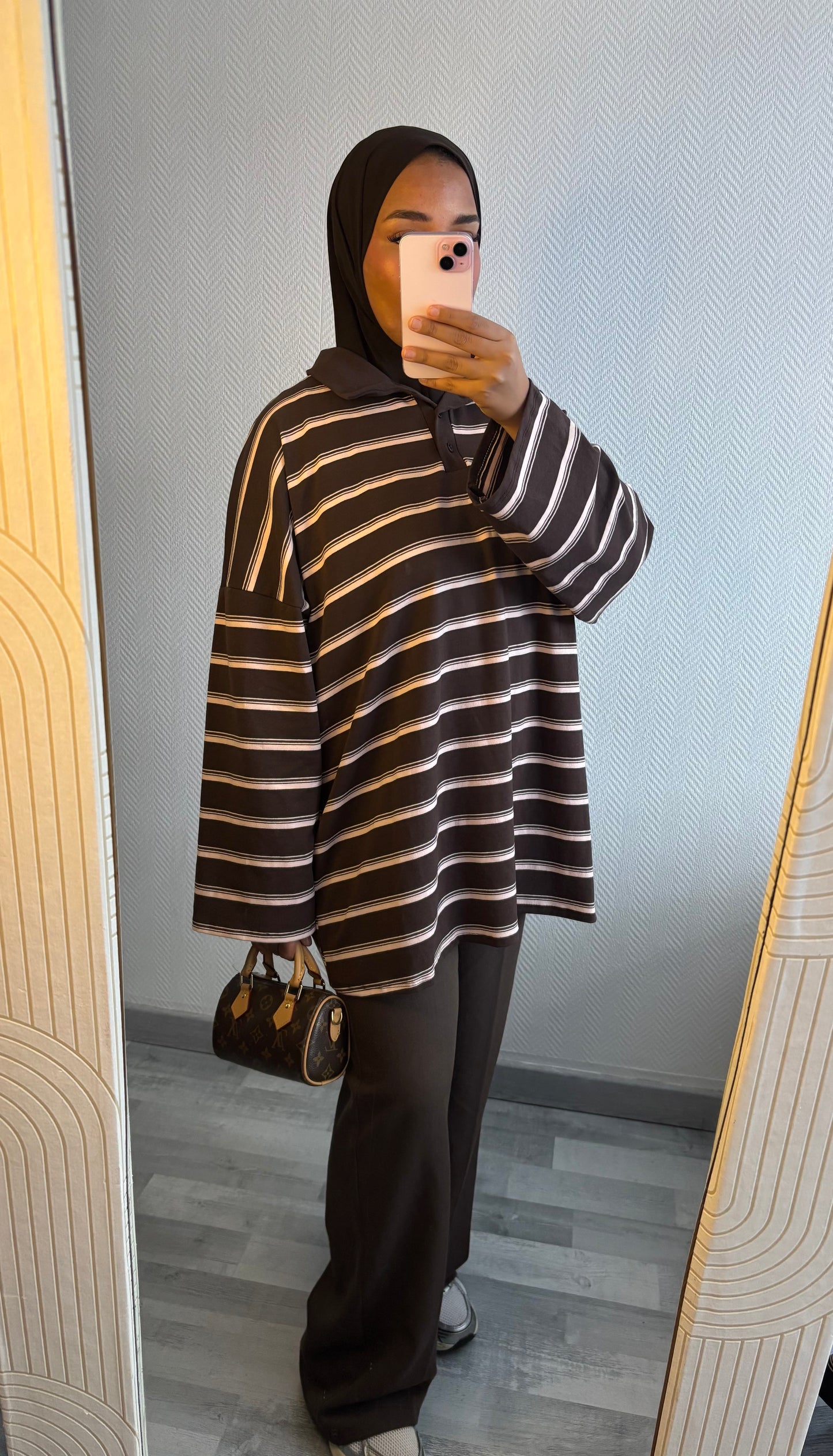 TOP MARINIÈRES • MARRON ET ROSE