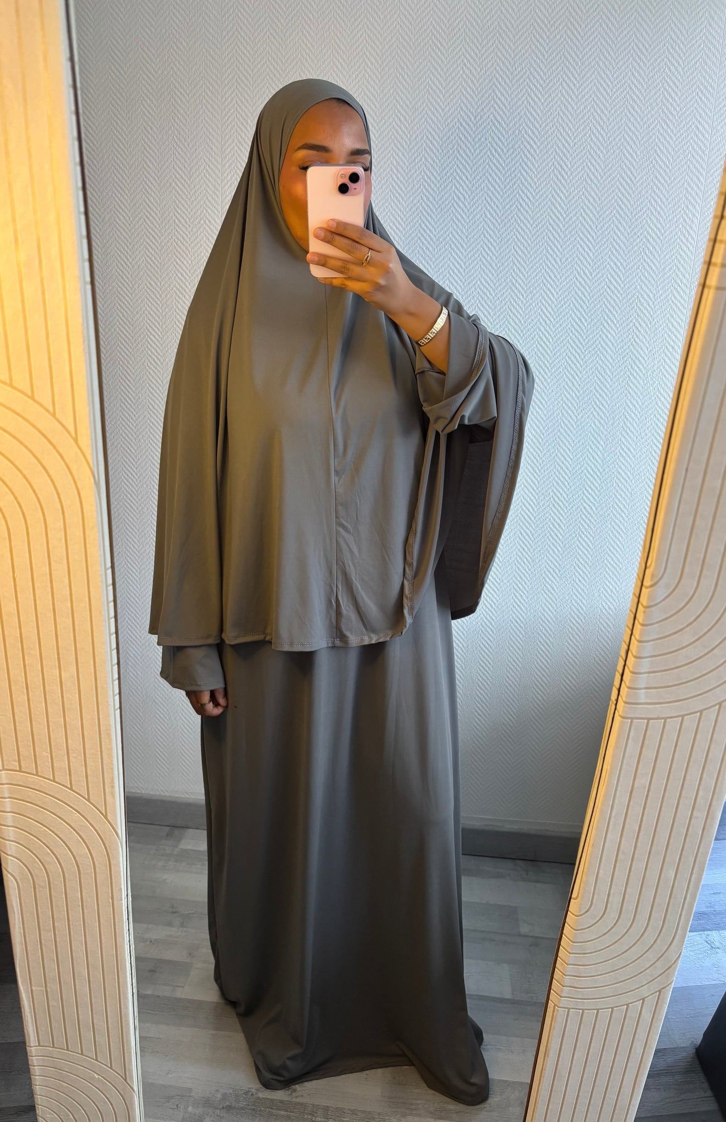 ENSEMBLE KHIMAR JERSEY PREMIUM • GRIS