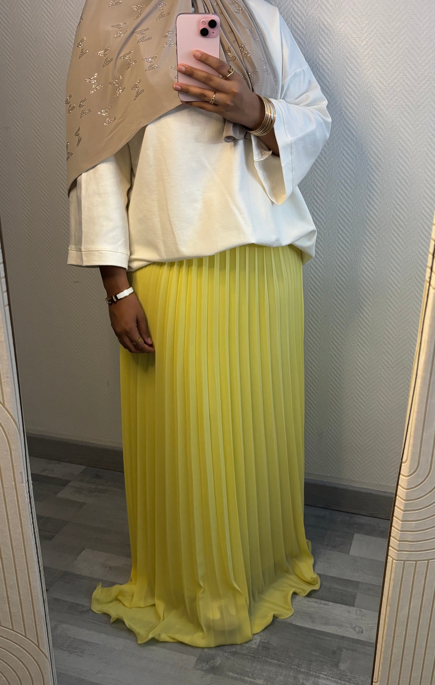 JUPE PLISSÉ À TOILE • JAUNE