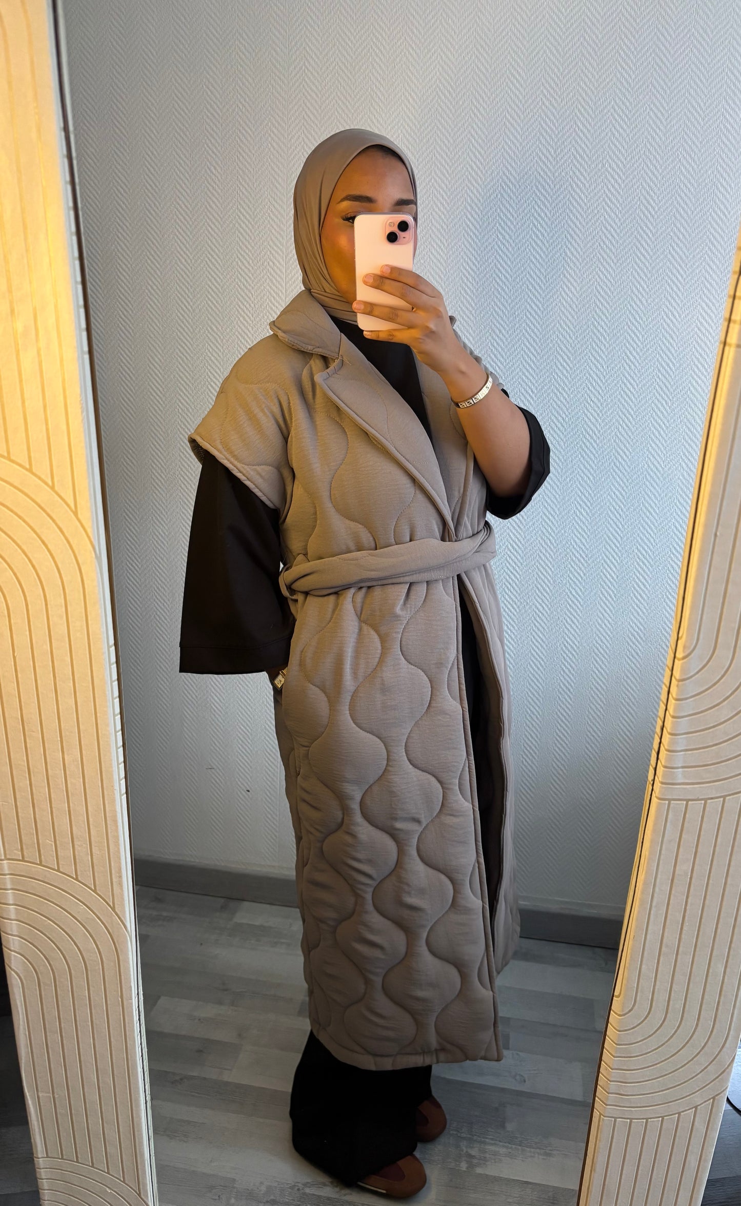 MANTEAU MATELASSÉ • TAUPE