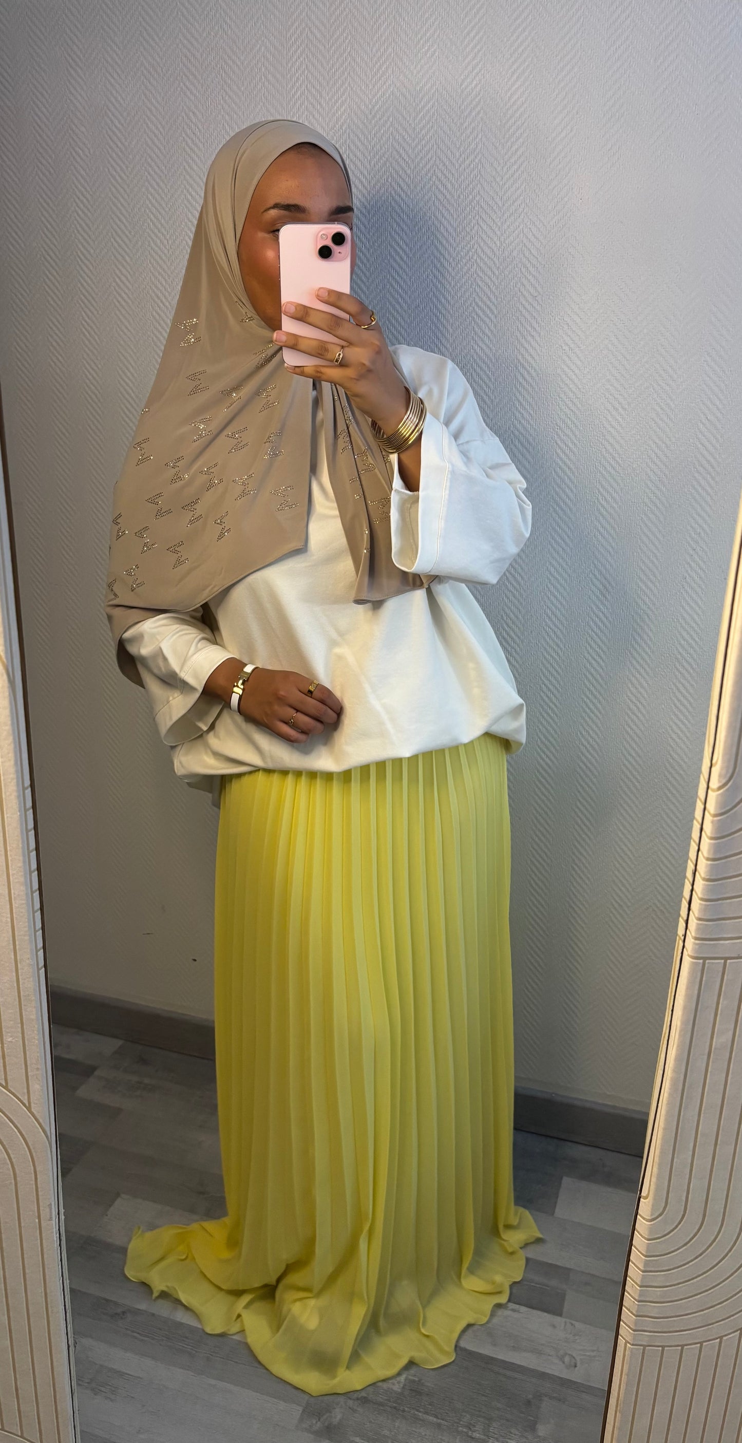 JUPE PLISSÉ À TOILE • JAUNE