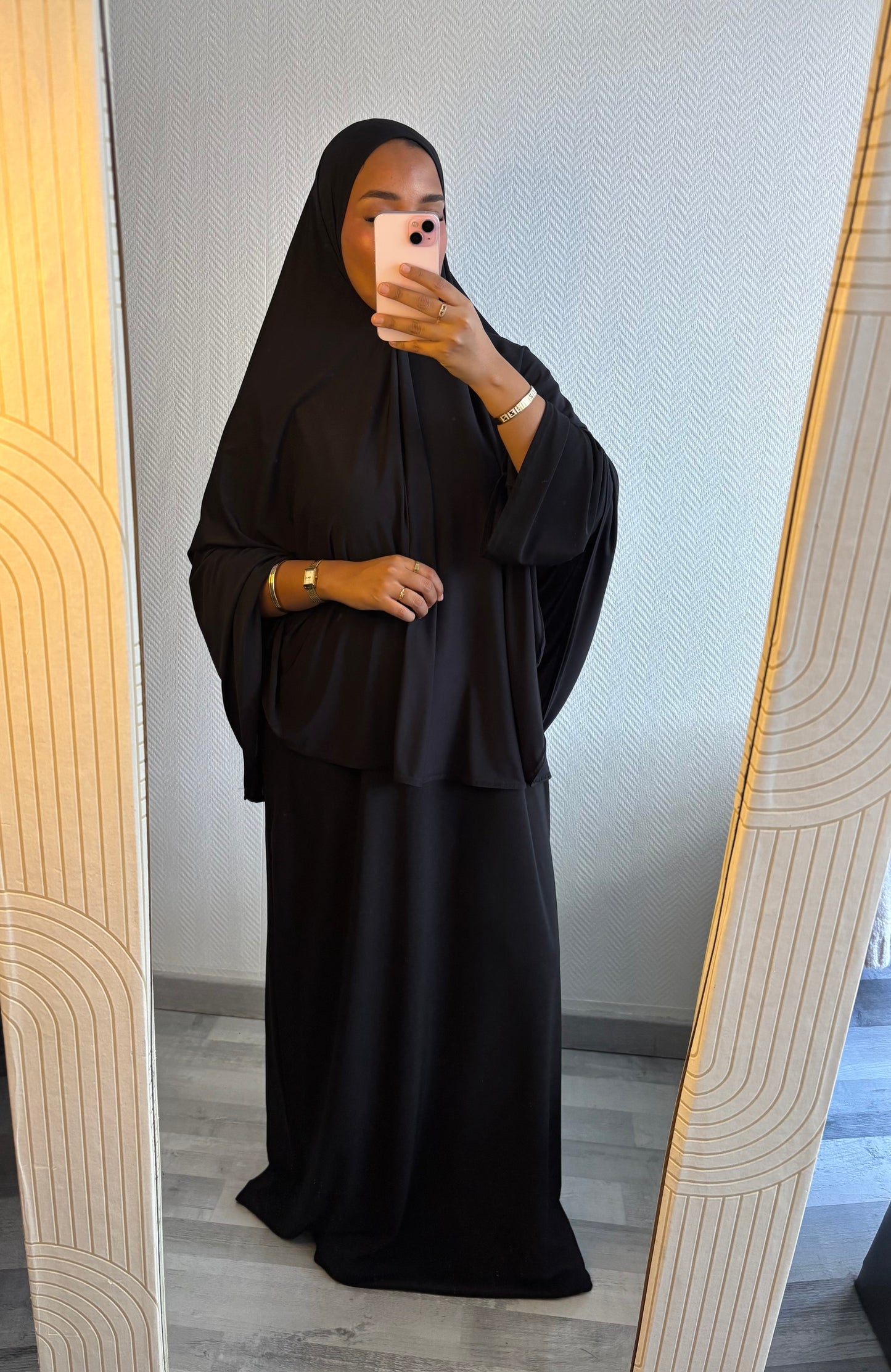 ENSEMBLE KHIMAR JERSEY PREMIUM • NOIR