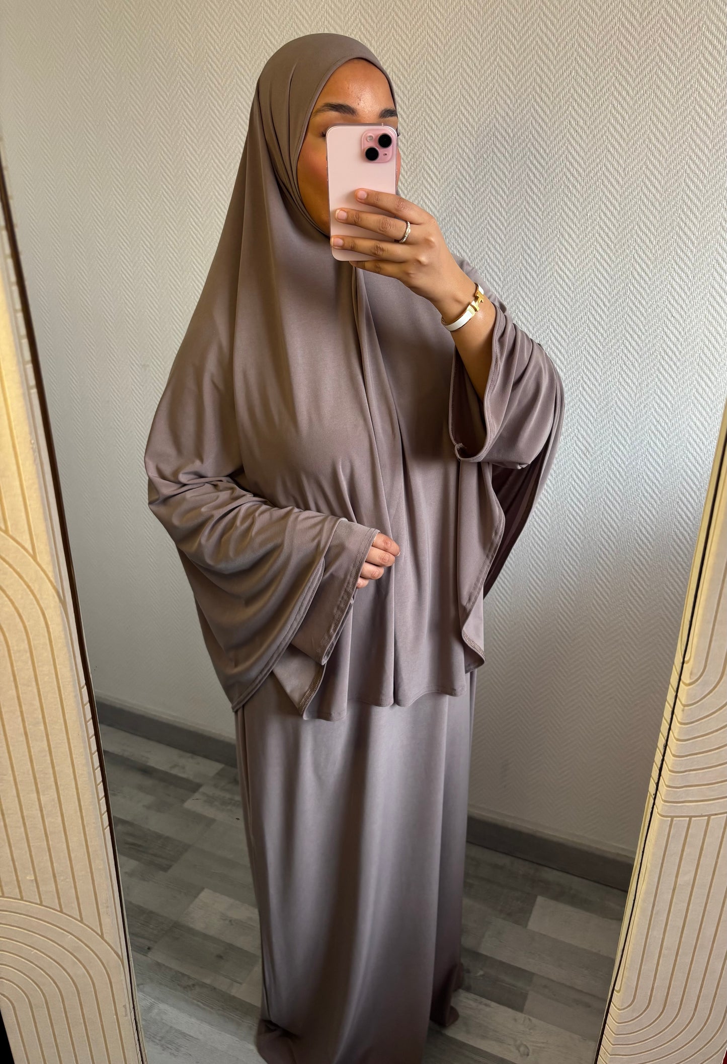 ENSEMBLE KHIMAR JERSEY PREMIUM • TAUPE