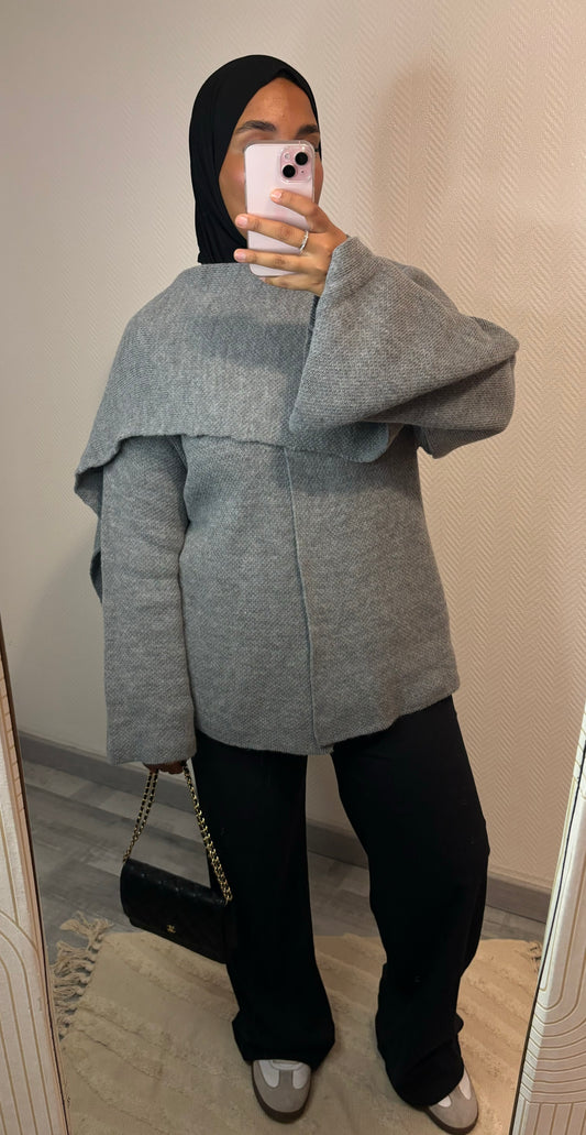 WOOL EFFECT CAPE • GREY