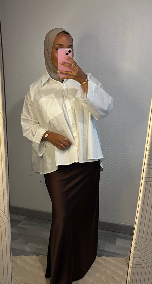 JUPE EN SATIN • CHOCO