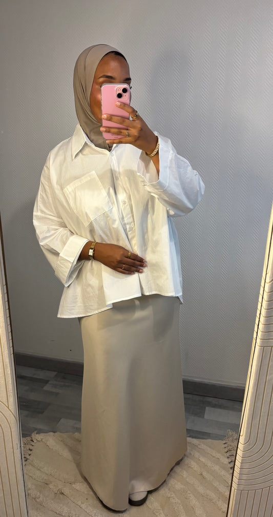 JUPE EN SATIN • BEIGE