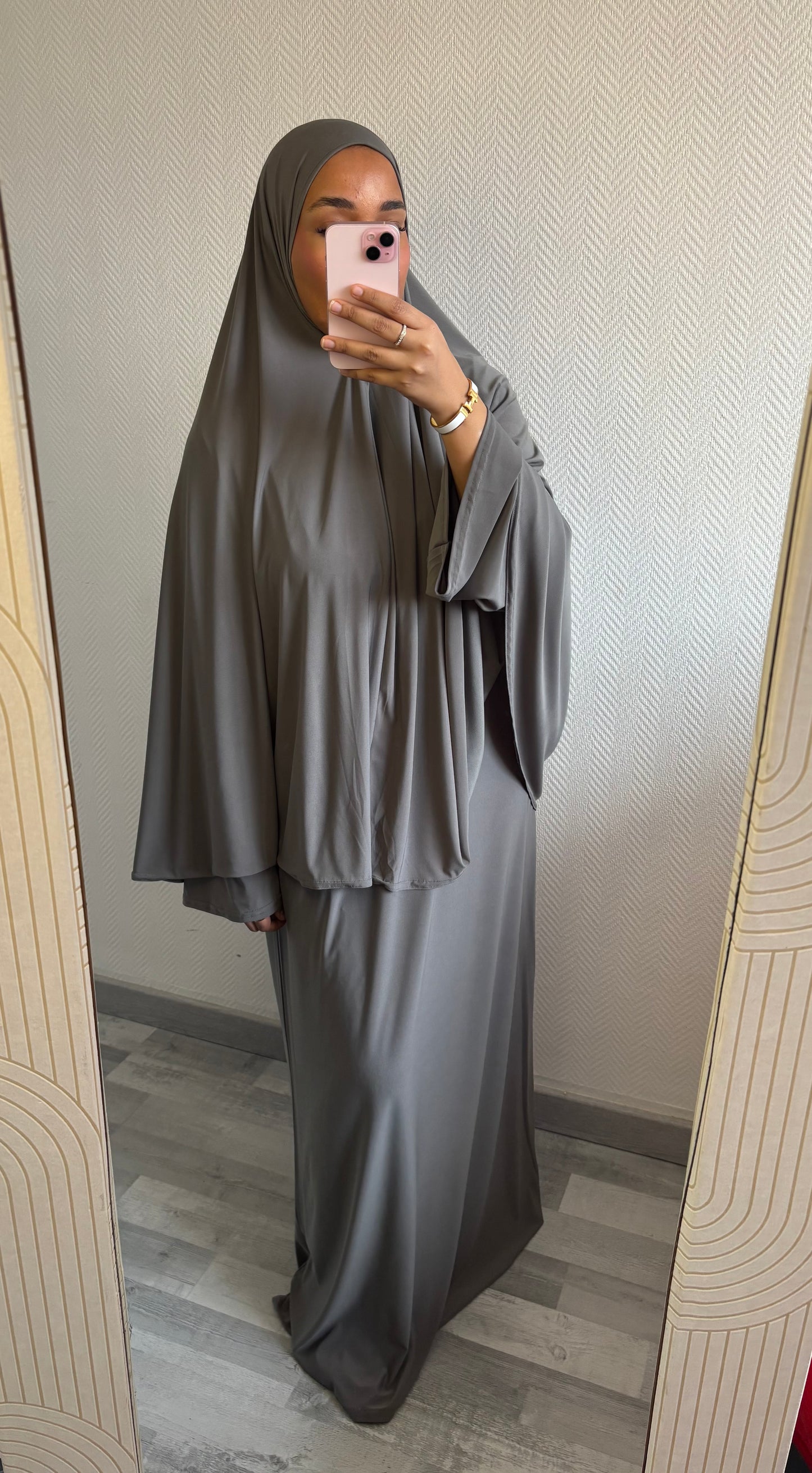 ENSEMBLE KHIMAR JERSEY PREMIUM • GRIS