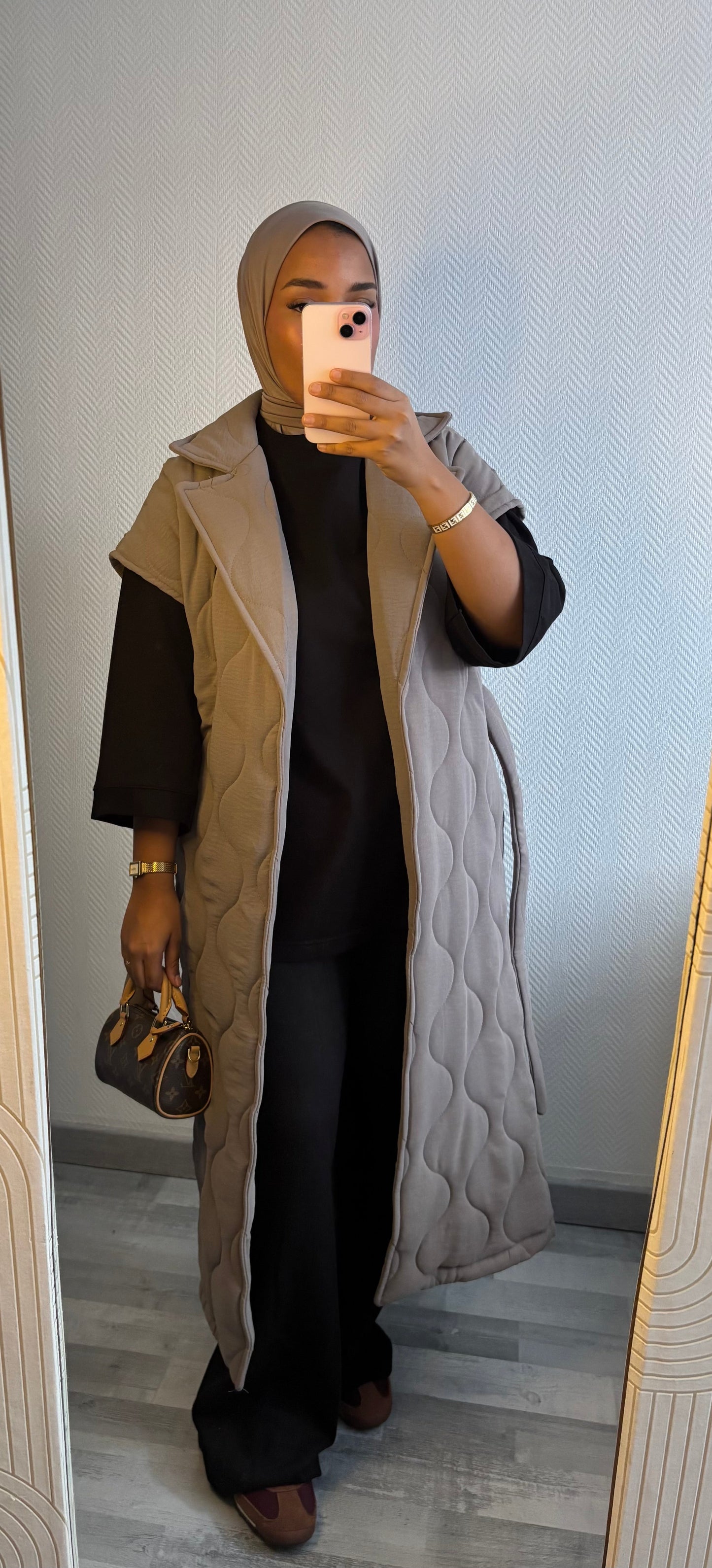 MANTEAU MATELASSÉ • TAUPE