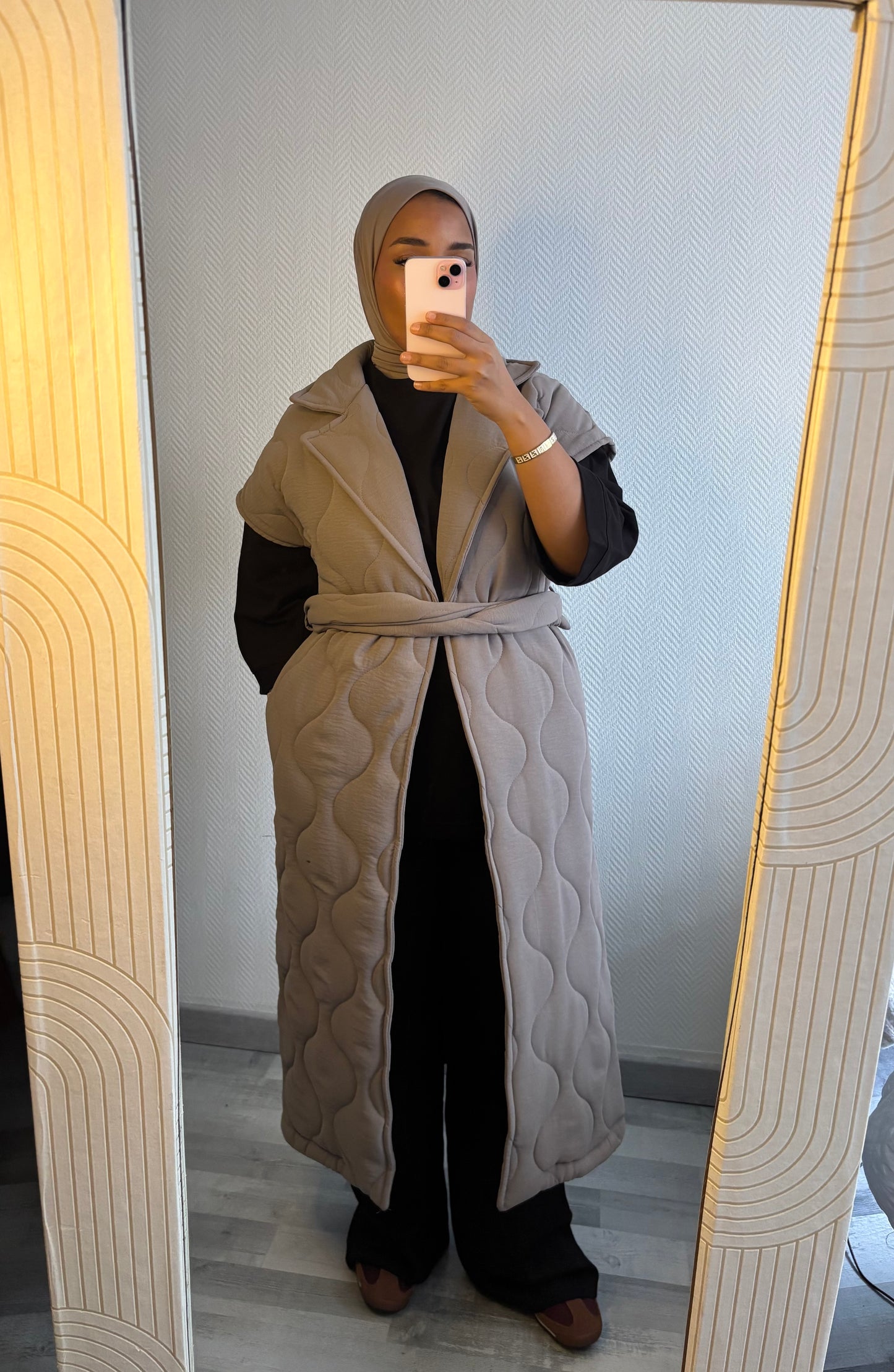 MANTEAU MATELASSÉ • TAUPE