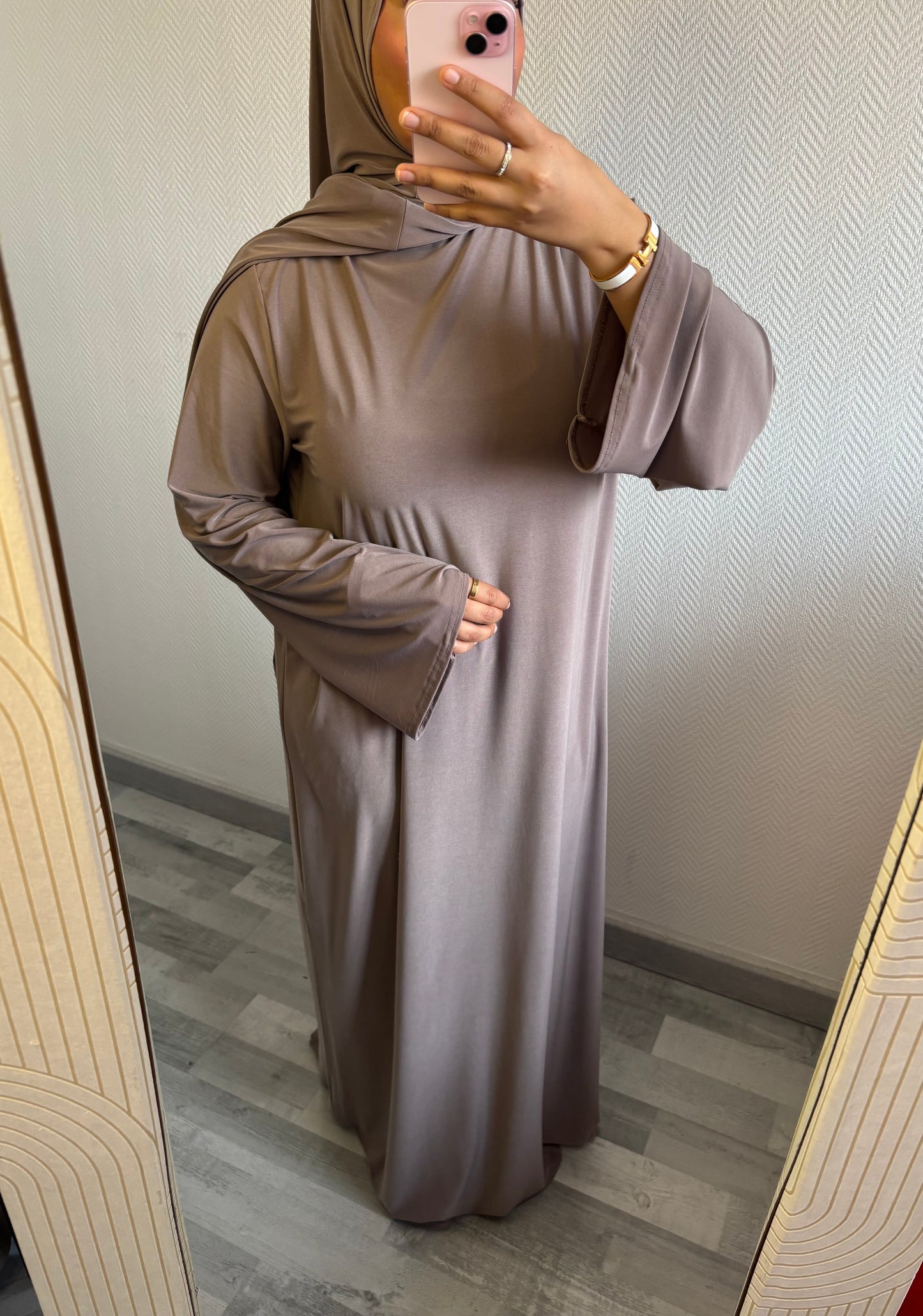 ENSEMBLE KHIMAR JERSEY PREMIUM • TAUPE