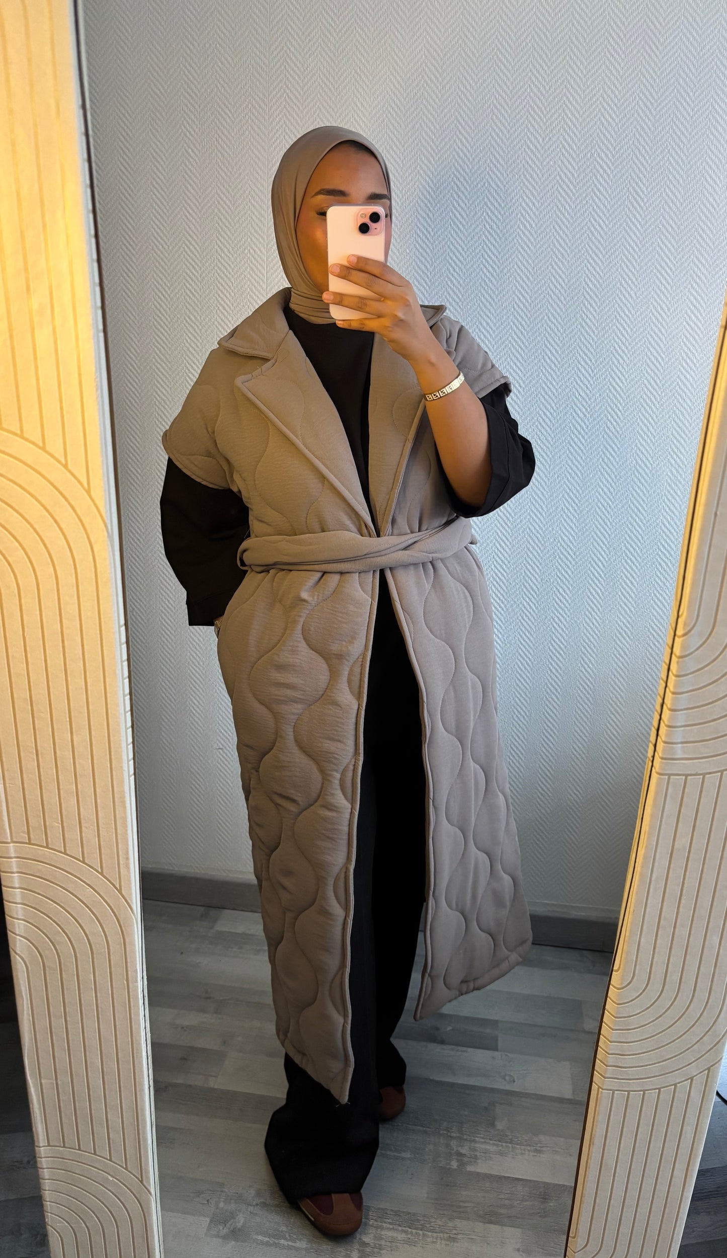 MANTEAU MATELASSÉ • TAUPE