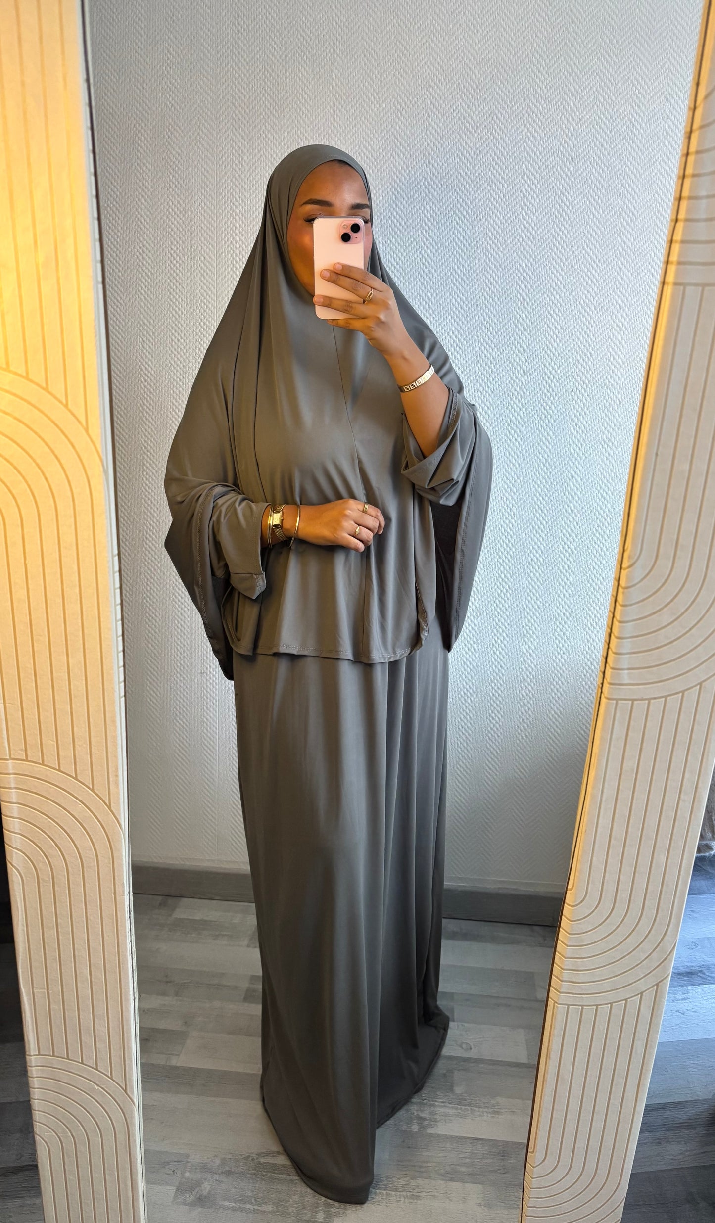 ENSEMBLE KHIMAR JERSEY PREMIUM • GRIS