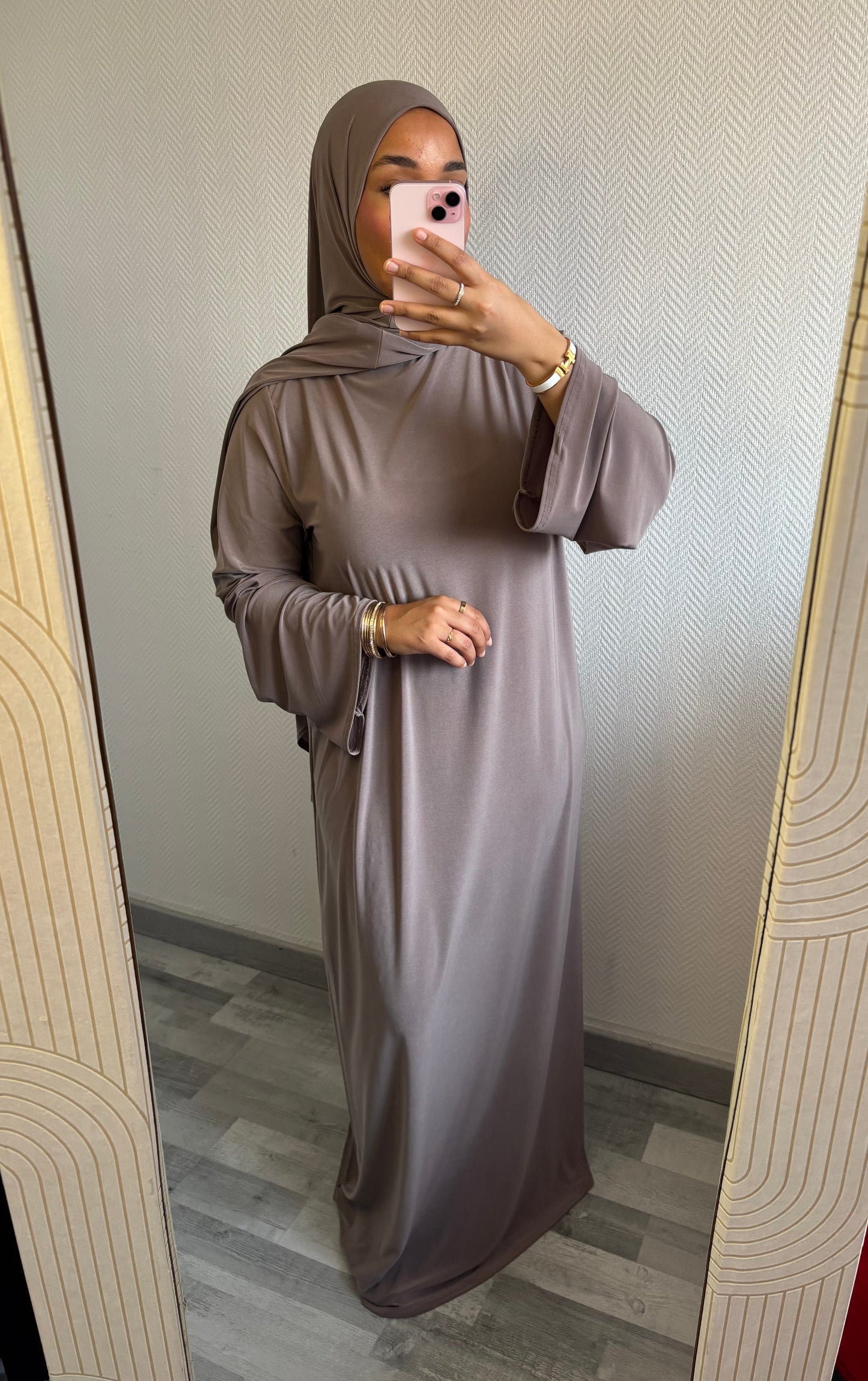 ENSEMBLE KHIMAR JERSEY PREMIUM • TAUPE