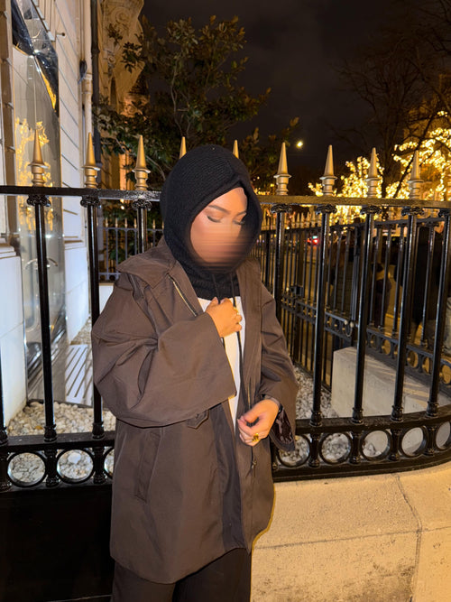 CAGOULE EN MAILLE • NOIR