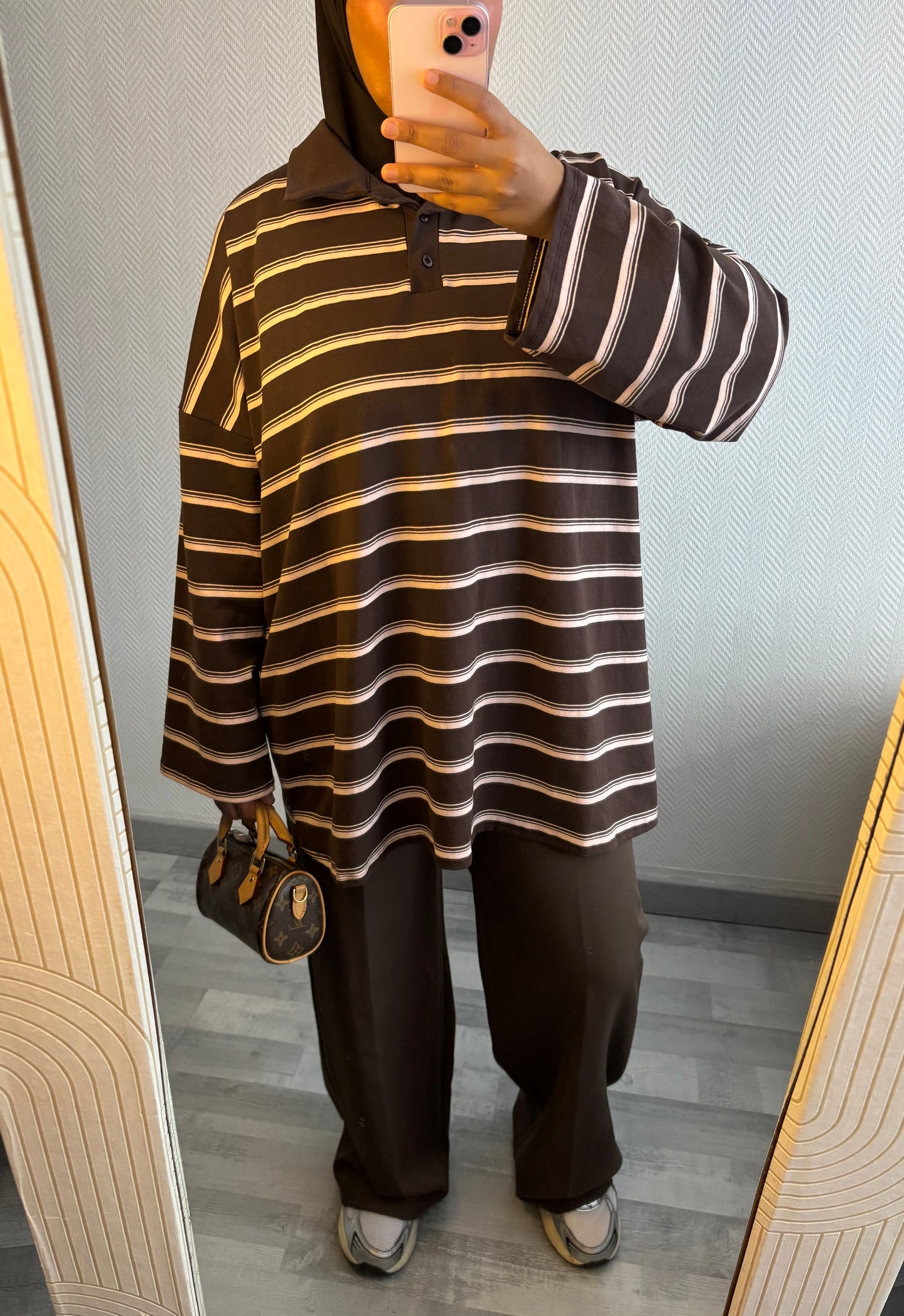 TOP MARINIÈRES • MARRON ET ROSE