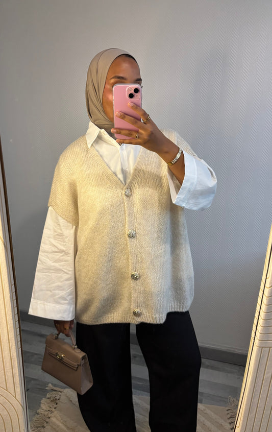 GILET À BOUTONS • BEIGE
