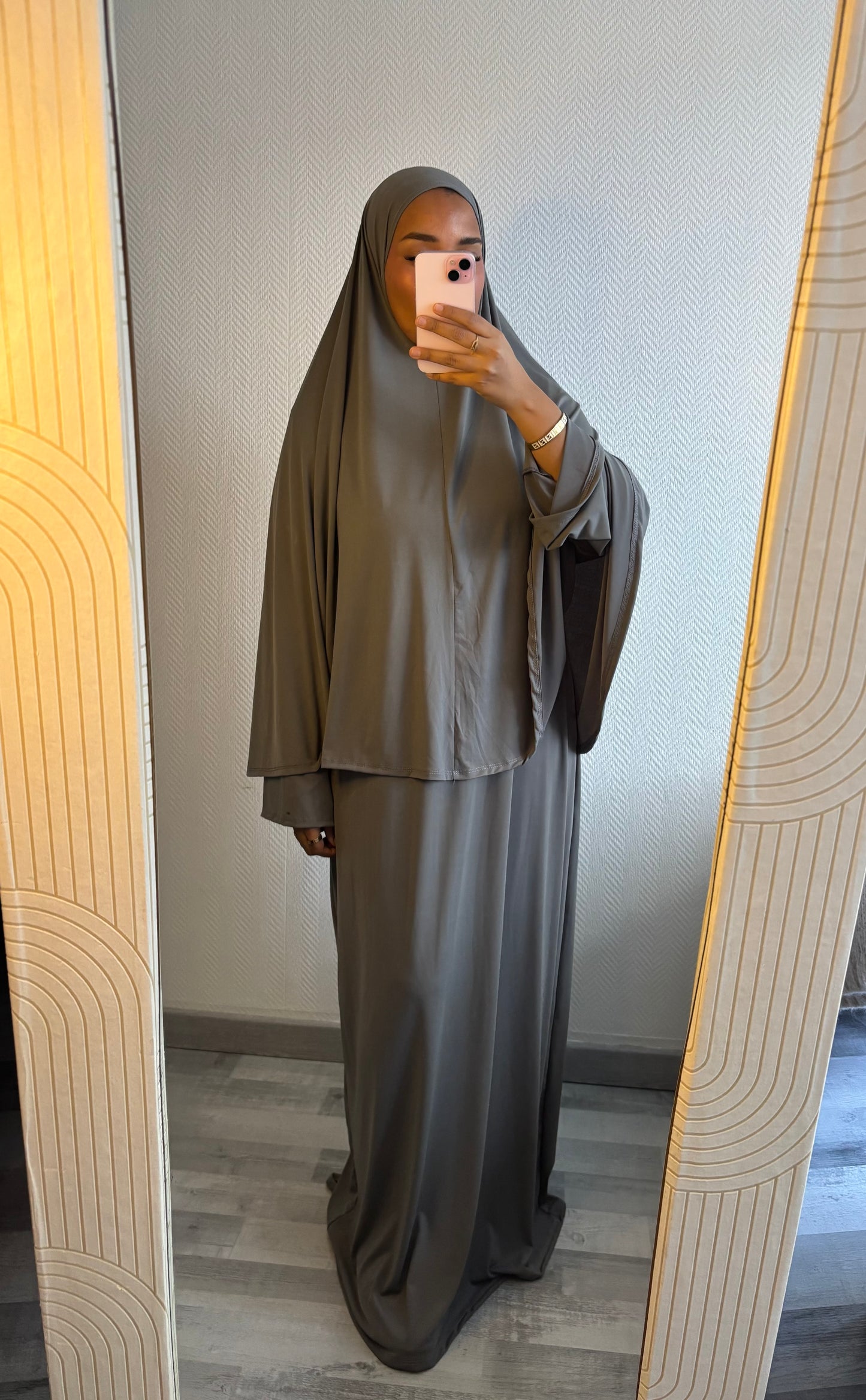 ENSEMBLE KHIMAR JERSEY PREMIUM • GRIS