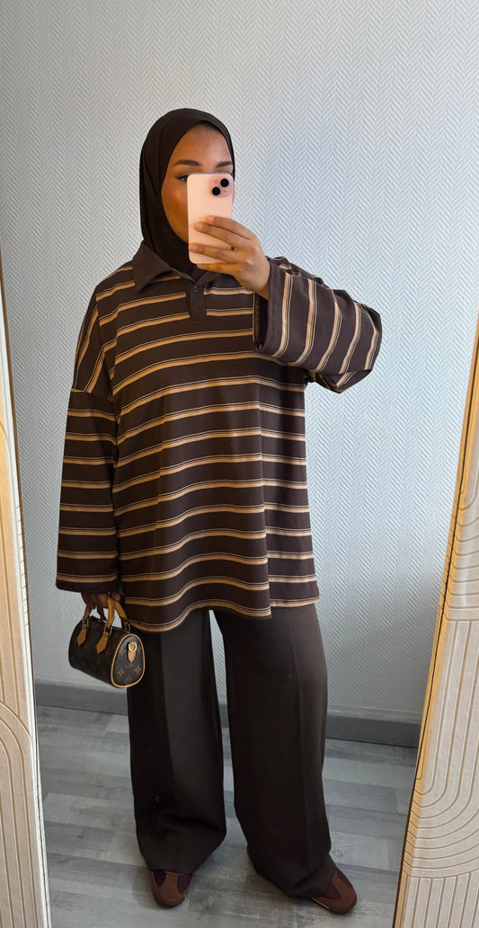 TOP MARINIÈRES • MARRON ET BEIGE