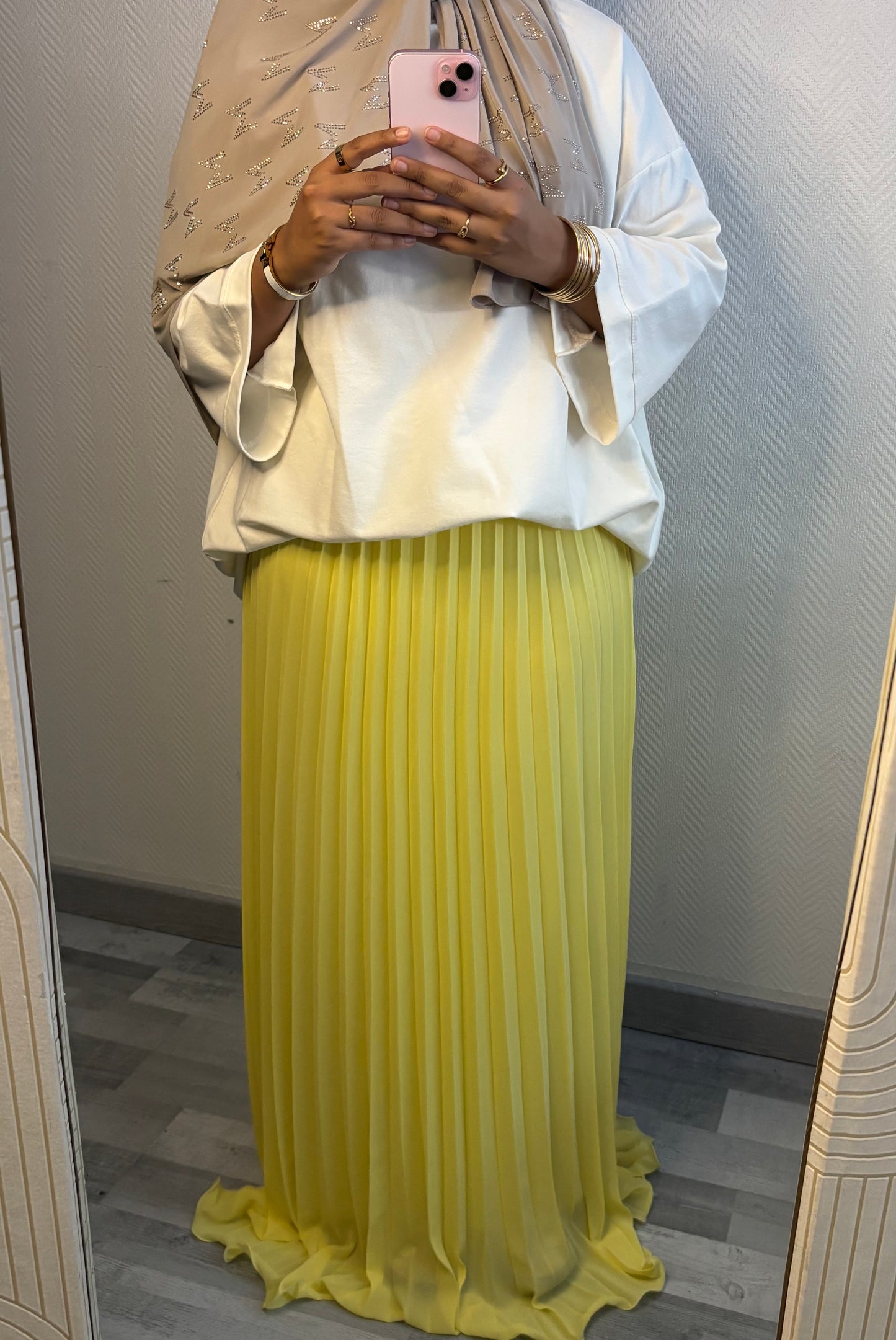 JUPE PLISSÉ À TOILE • JAUNE
