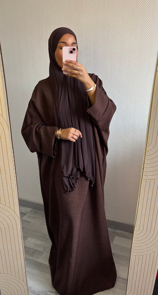 ABAYA EFFET LIN • CHOCO