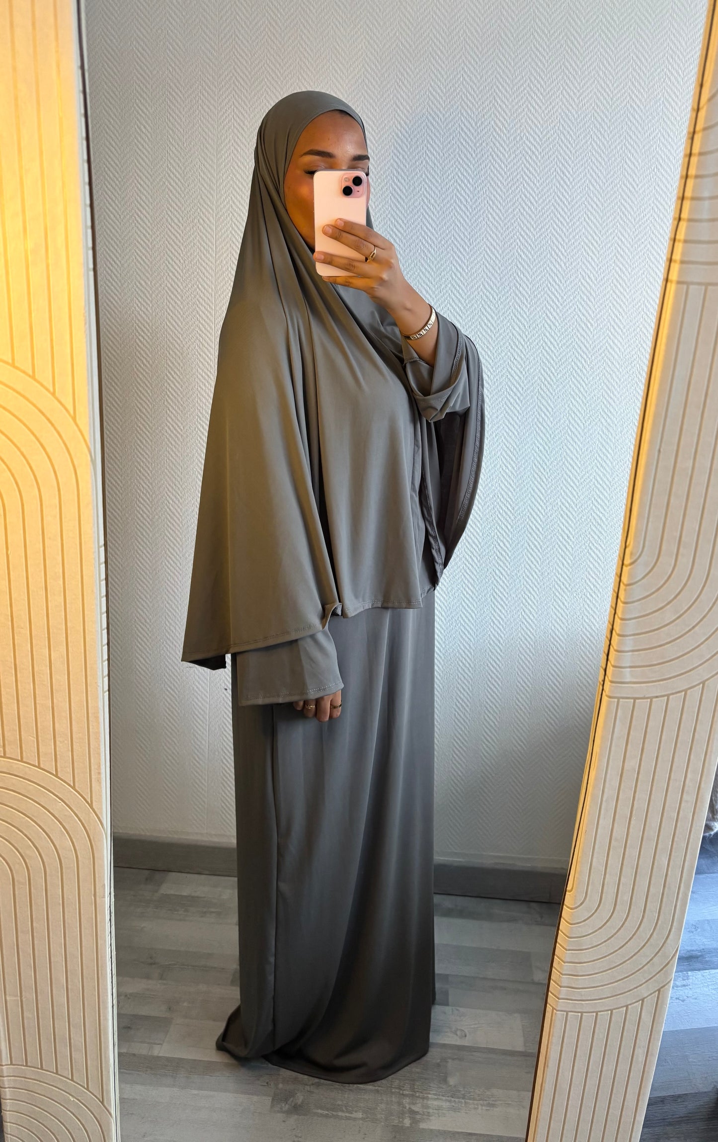 ENSEMBLE KHIMAR JERSEY PREMIUM • GRIS