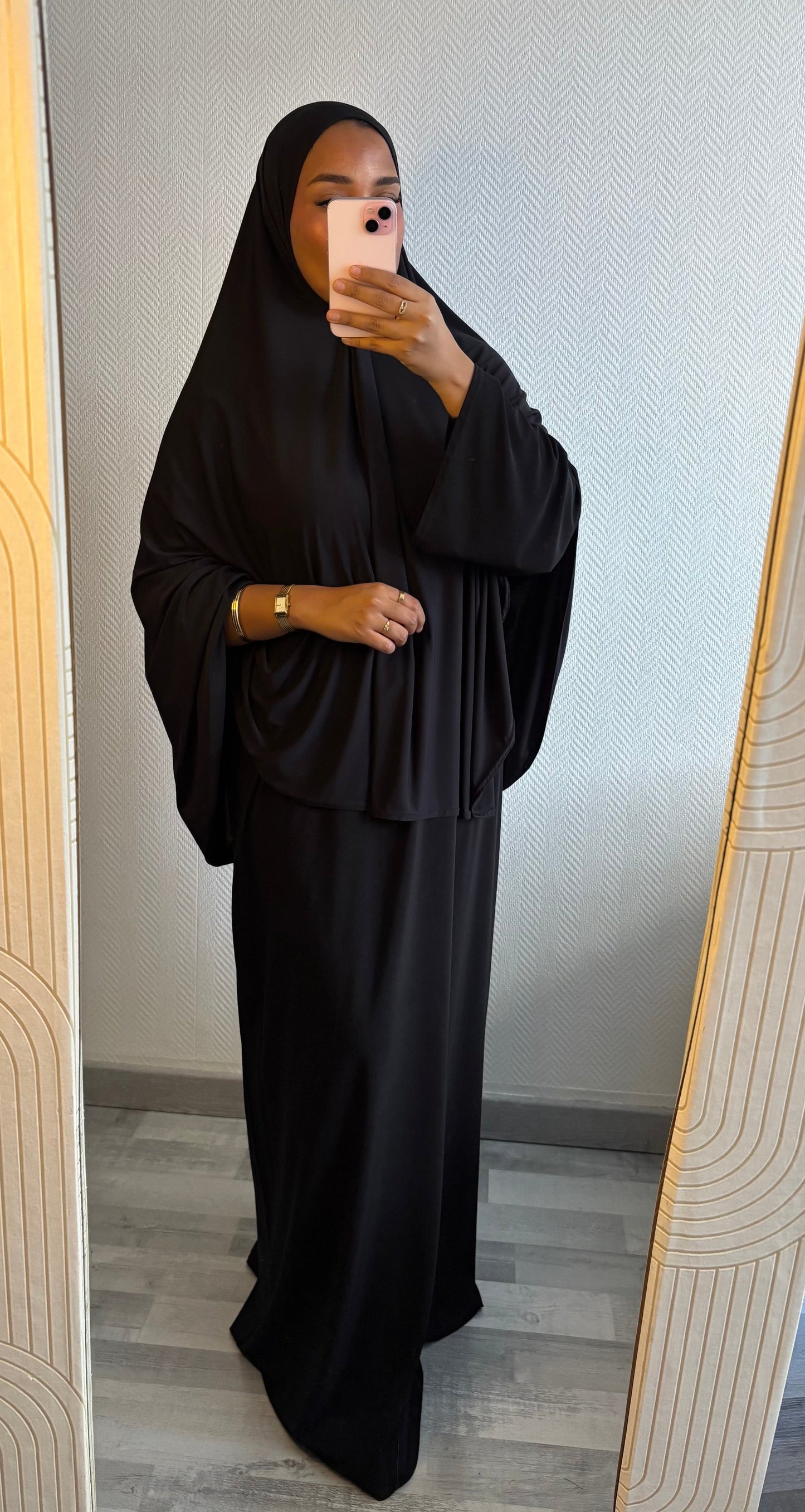 ENSEMBLE KHIMAR JERSEY PREMIUM • NOIR