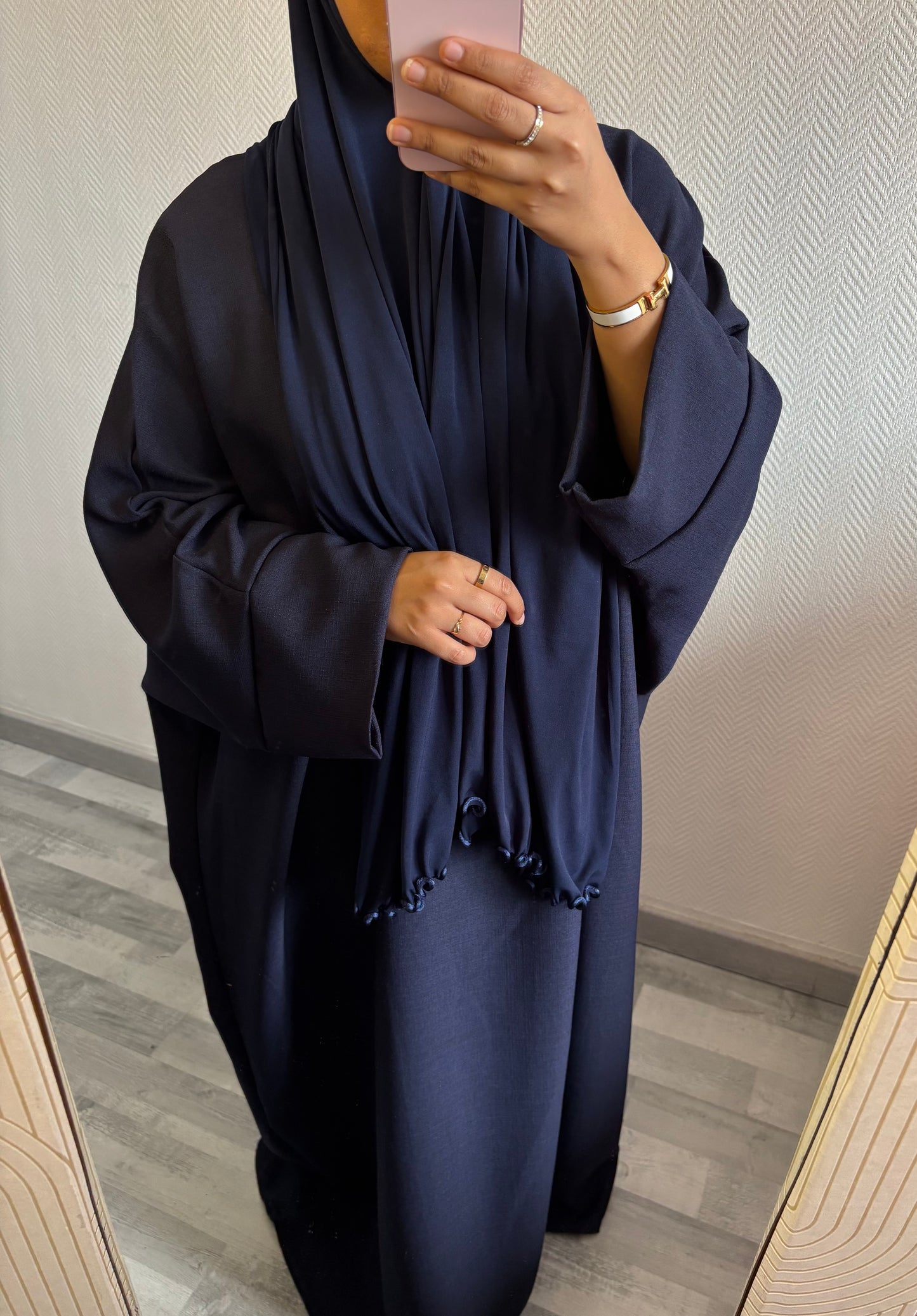 ABAYA EFFET LIN • BLEU MARINE