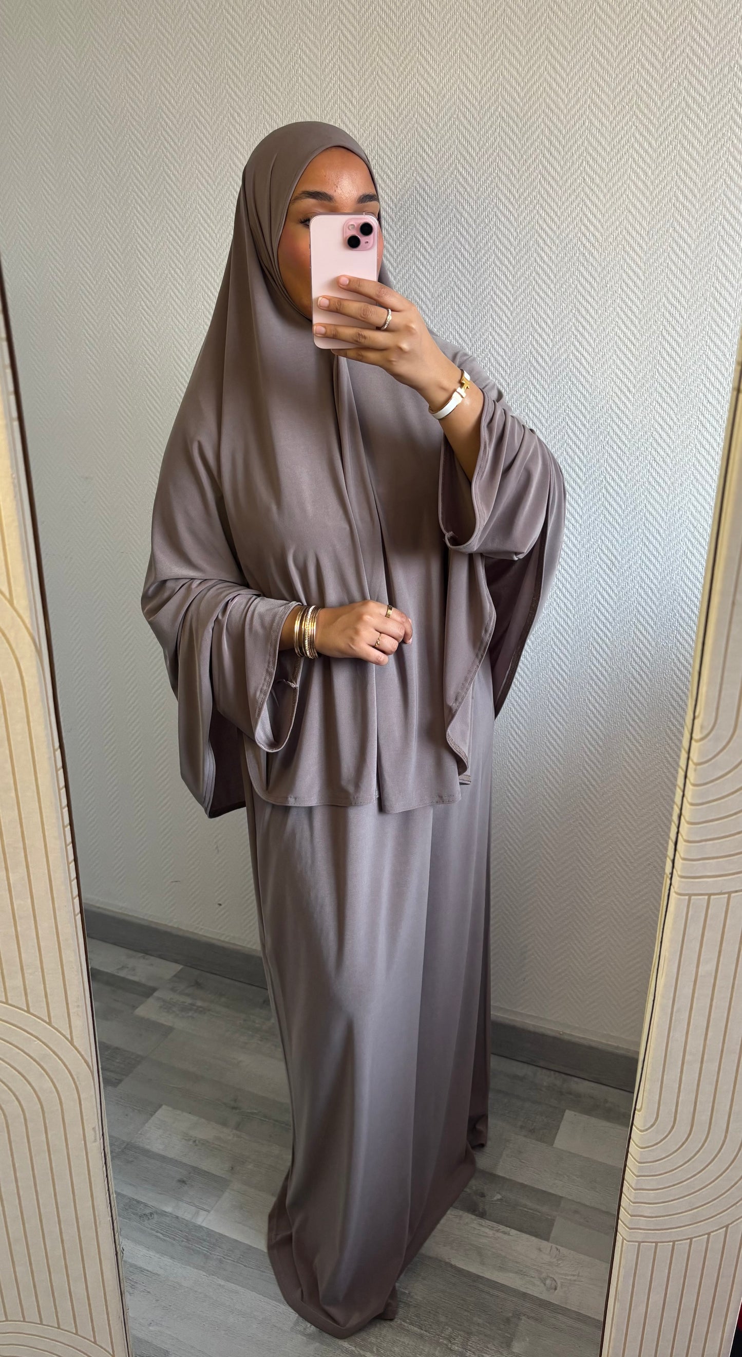 ENSEMBLE KHIMAR JERSEY PREMIUM • TAUPE