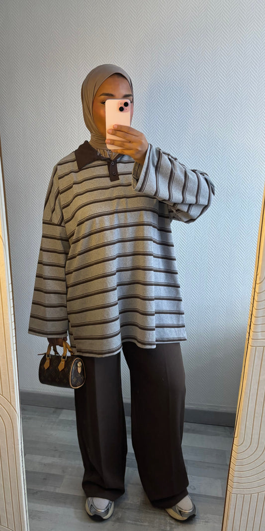 TOP MARINIÈRES • GRIS ET MARRON