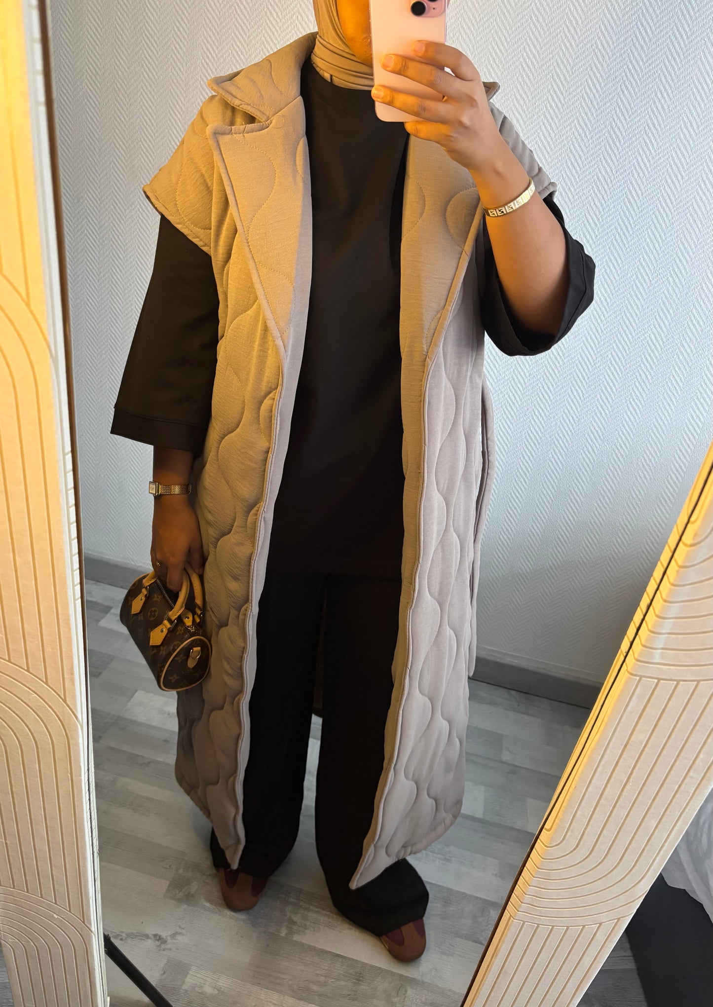 MANTEAU MATELASSÉ • TAUPE