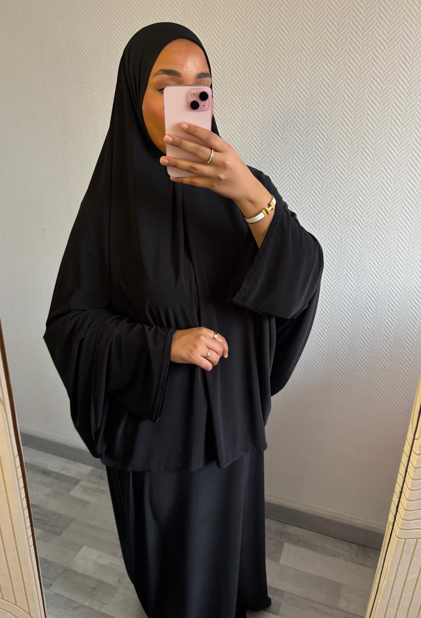 ENSEMBLE KHIMAR JERSEY PREMIUM • NOIR