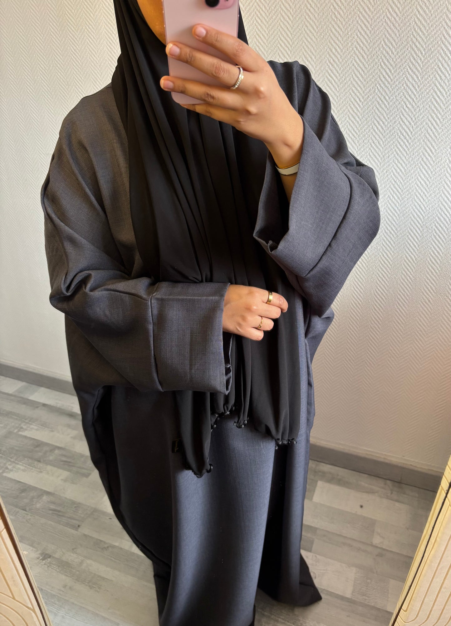 ABAYA EFFET LIN • GRIS