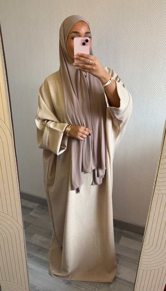 ABAYA EFFET LIN • BEIGE