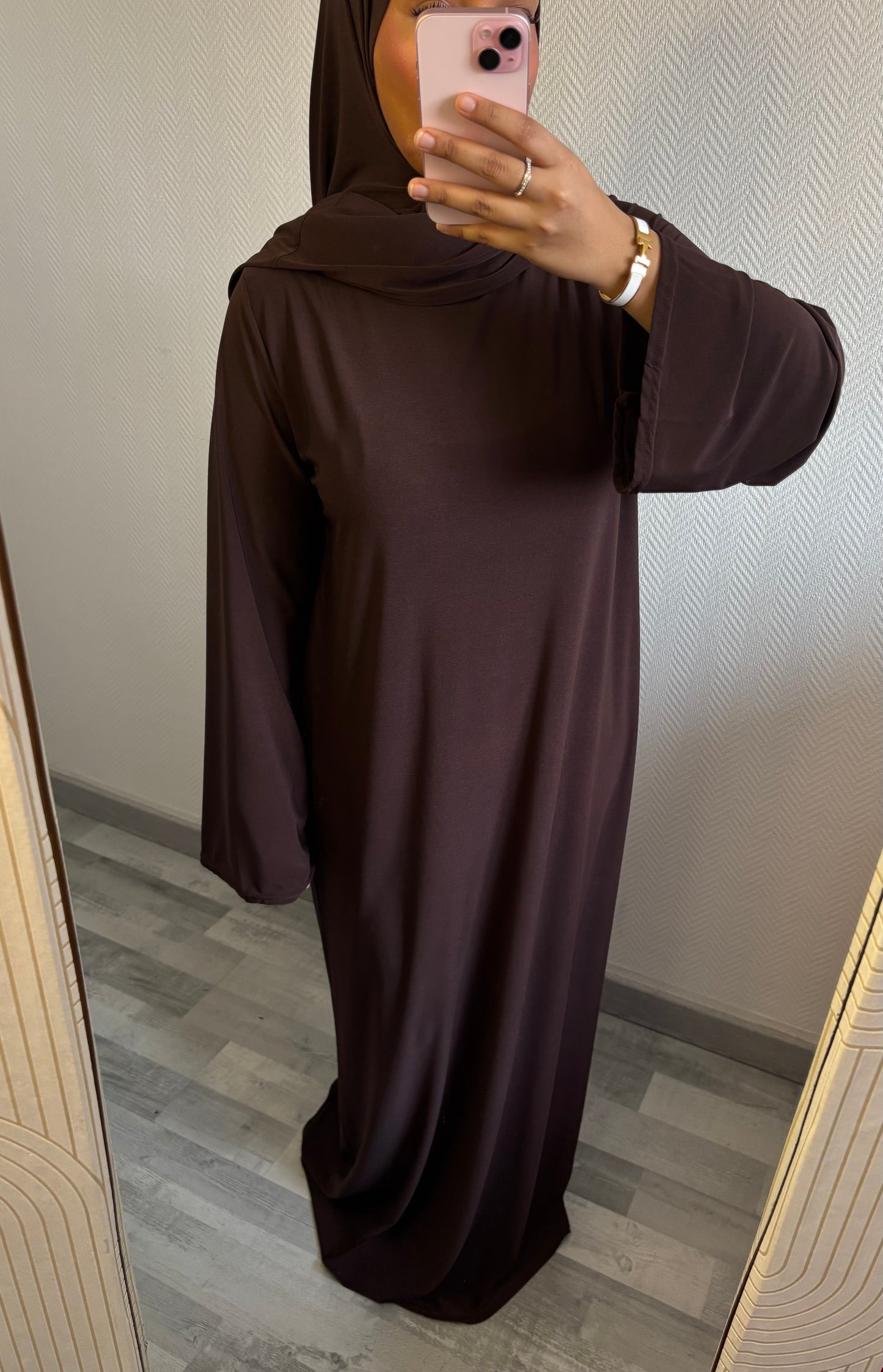 ENSEMBLE KHIMAR JERSEY PREMIUM • CHOCO