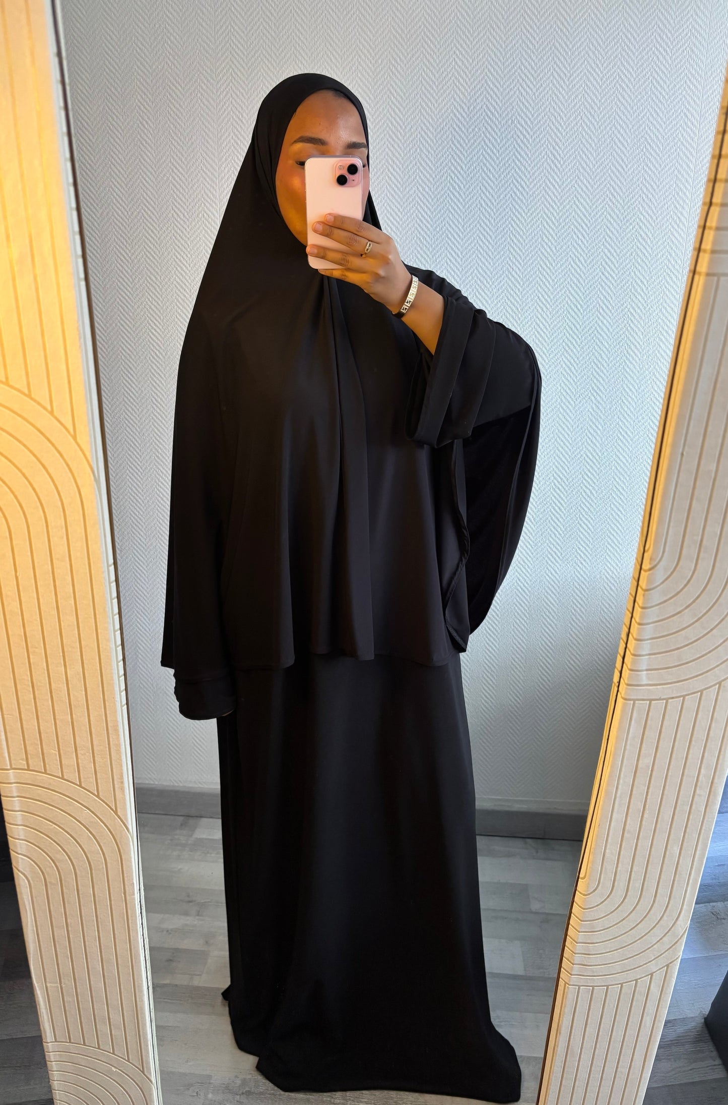 ENSEMBLE KHIMAR JERSEY PREMIUM • NOIR