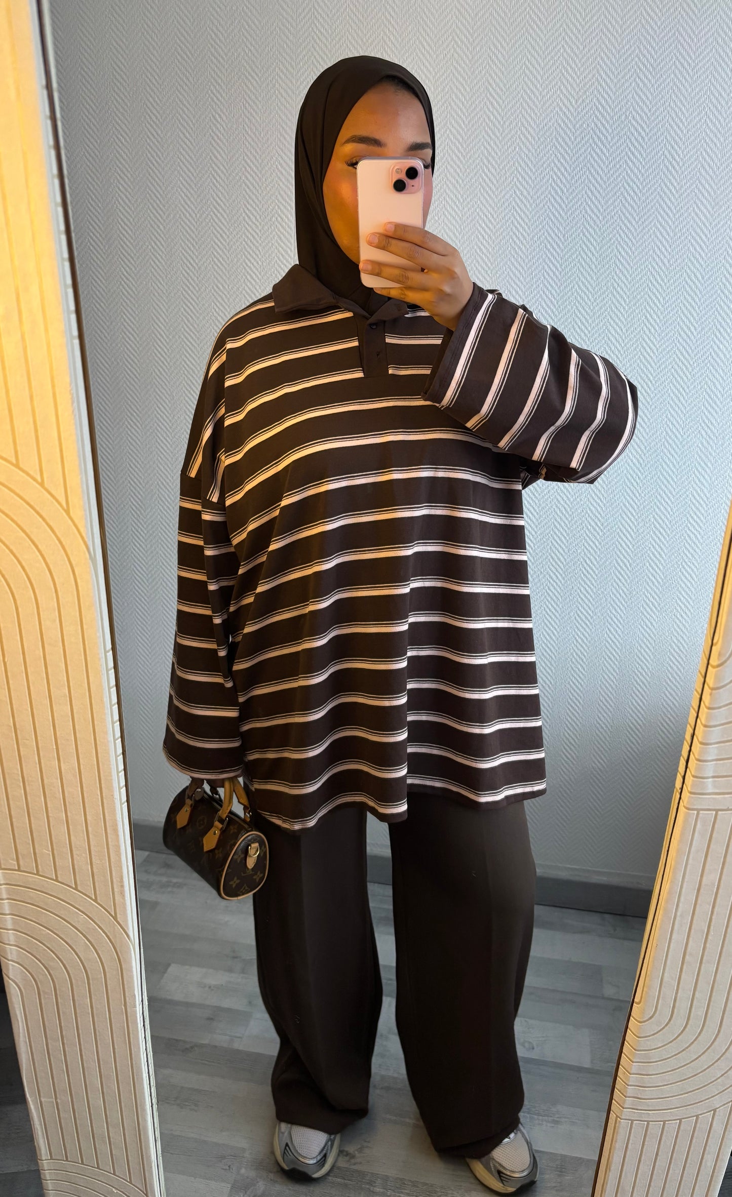 TOP MARINIÈRES • MARRON ET ROSE