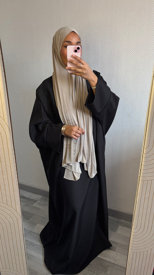 ABAYA EFFET LIN • NOIR