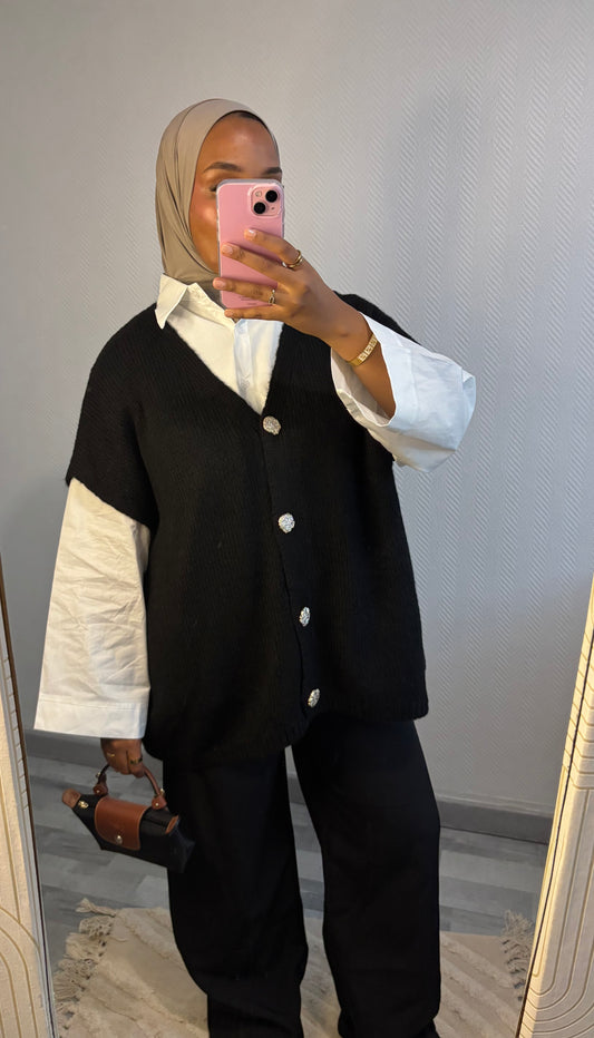 GILET À BOUTONS • NOIR