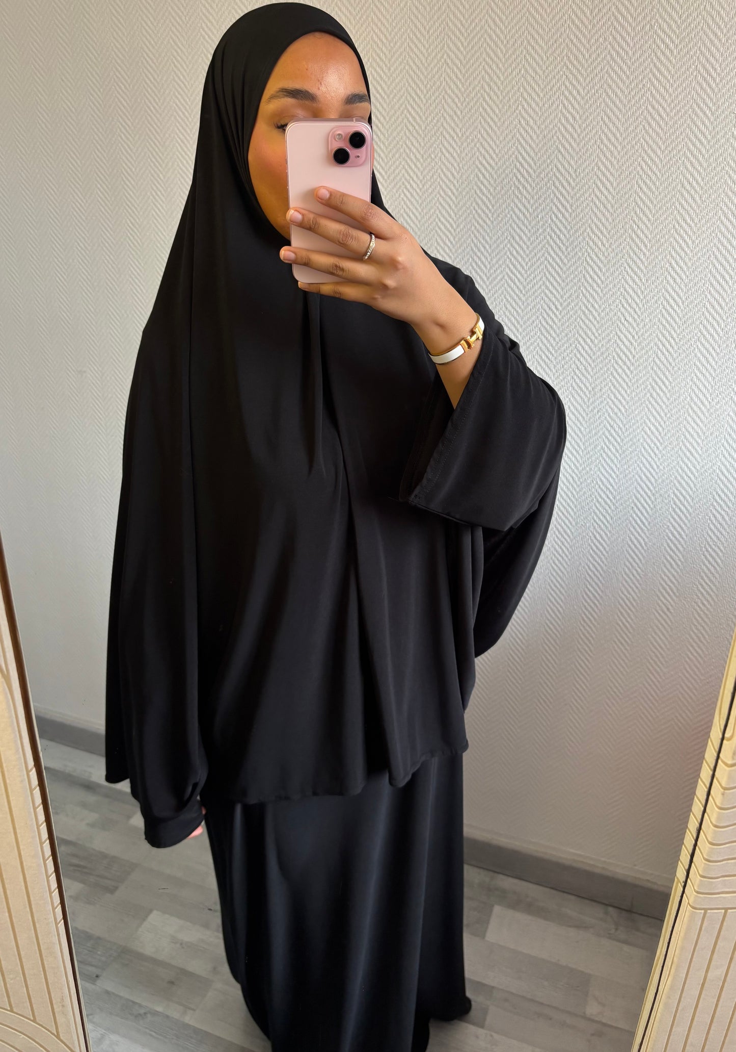 ENSEMBLE KHIMAR JERSEY PREMIUM • NOIR