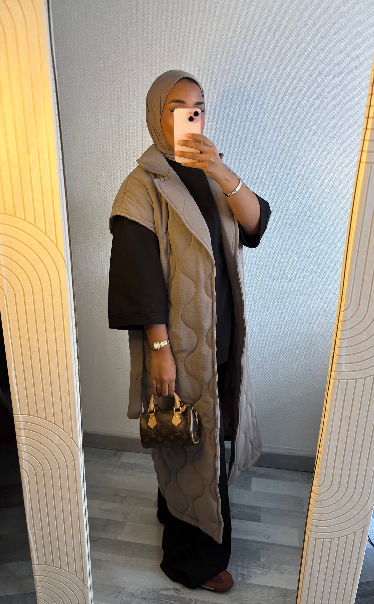 MANTEAU MATELASSÉ • TAUPE