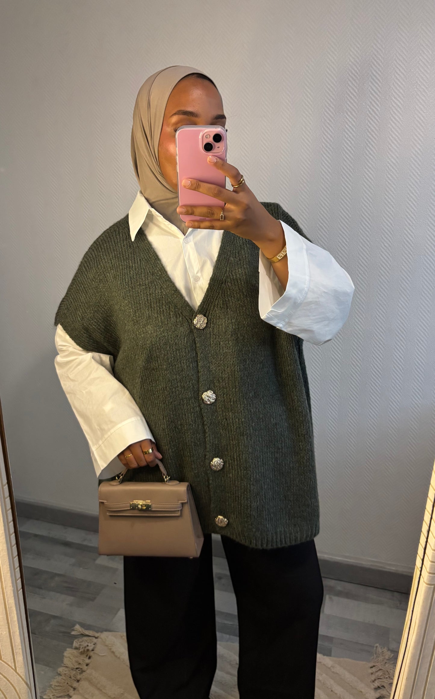 GILET À BOUTONS • VERT KAKI
