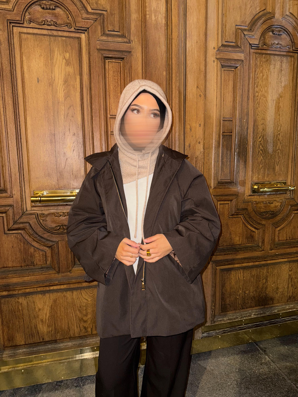 CAGOULE EN MAILLE • TAUPE