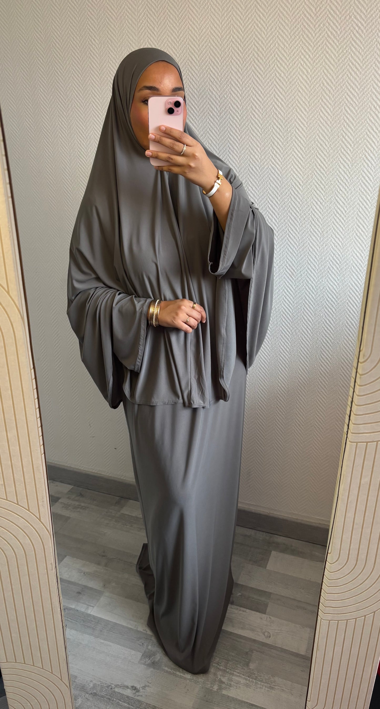 ENSEMBLE KHIMAR JERSEY PREMIUM • GRIS