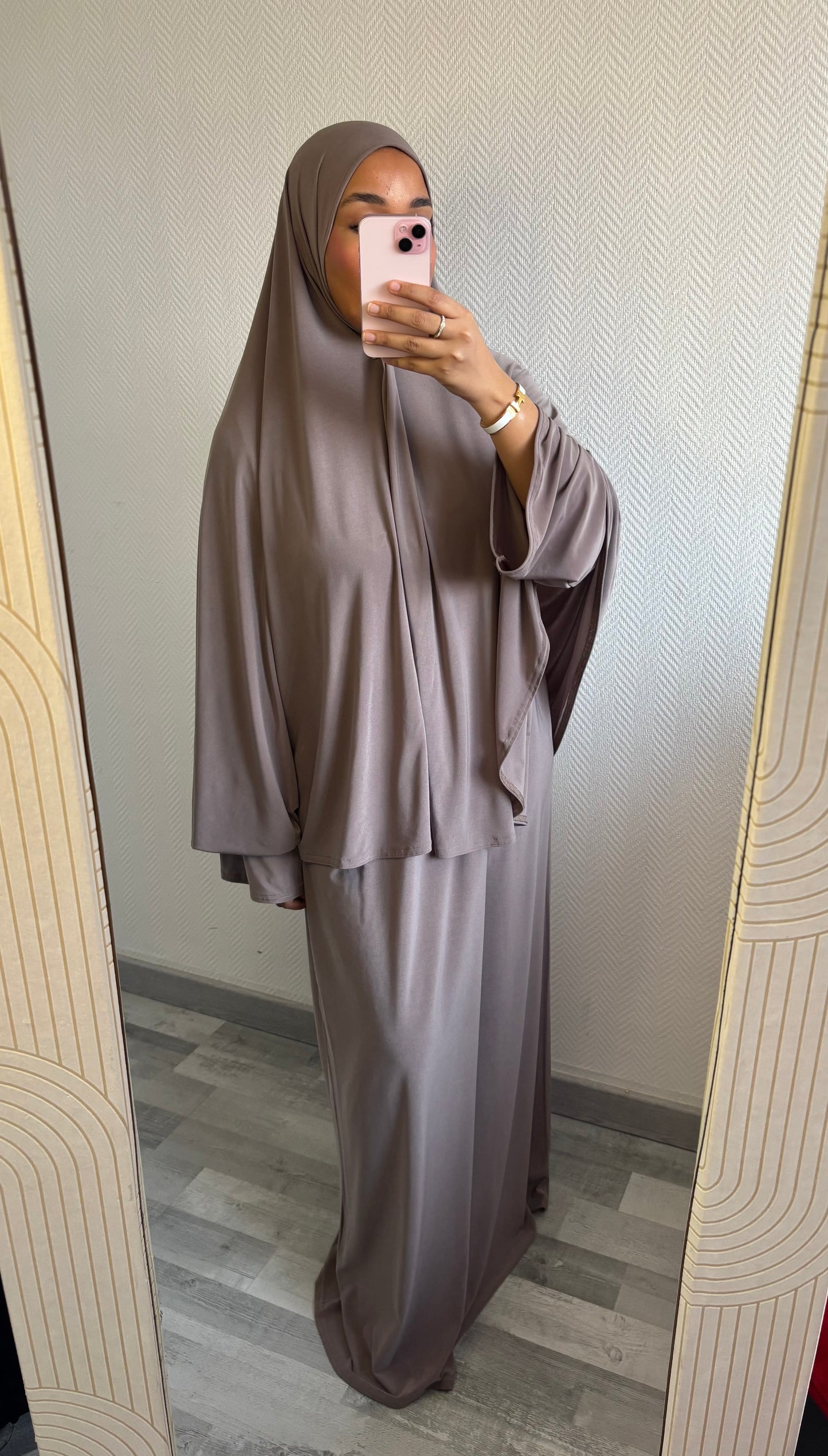 ENSEMBLE KHIMAR JERSEY PREMIUM • TAUPE