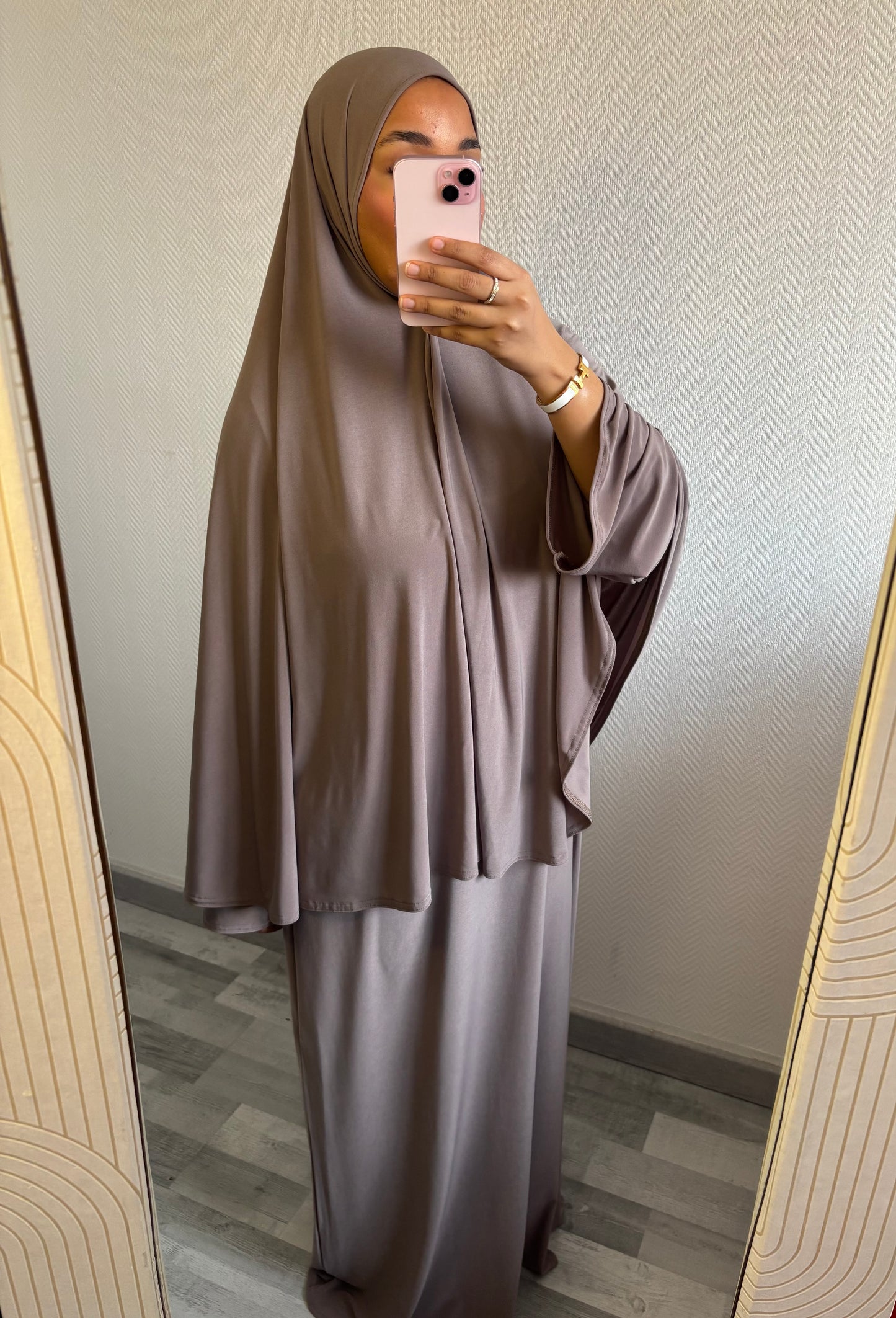 ENSEMBLE KHIMAR JERSEY PREMIUM • TAUPE