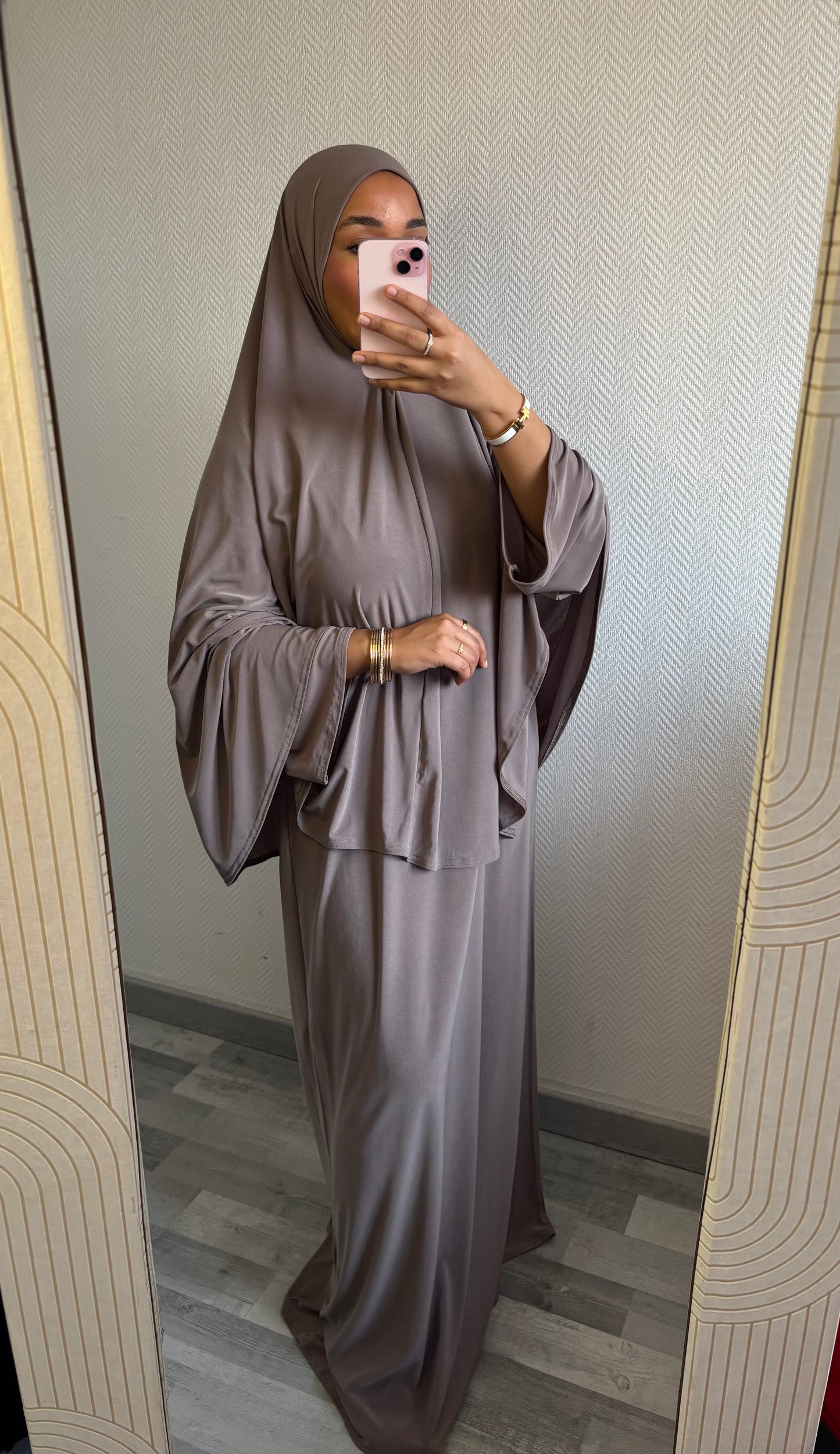 ENSEMBLE KHIMAR JERSEY PREMIUM • TAUPE