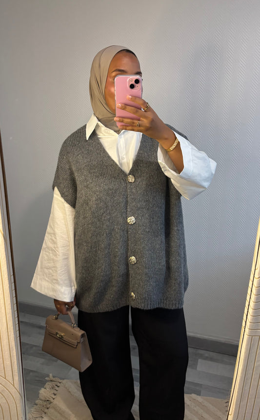 GILET À BOUTONS • GRIS