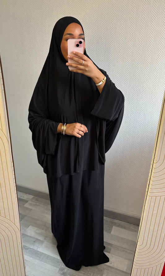 ENSEMBLE KHIMAR JERSEY PREMIUM • NOIR