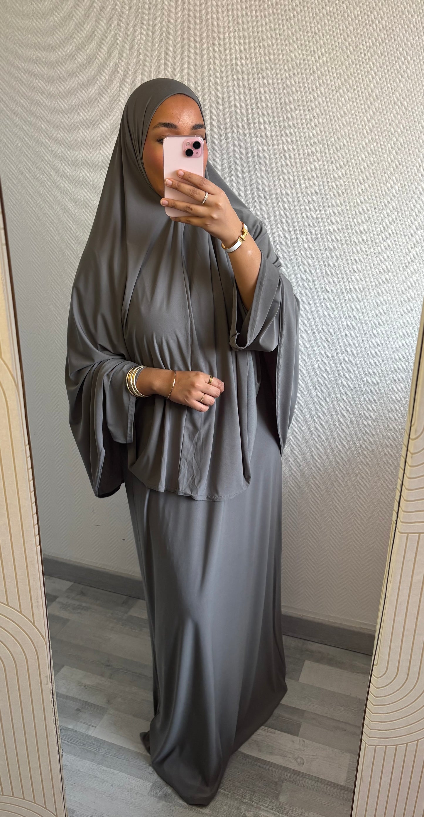 ENSEMBLE KHIMAR JERSEY PREMIUM • GRIS