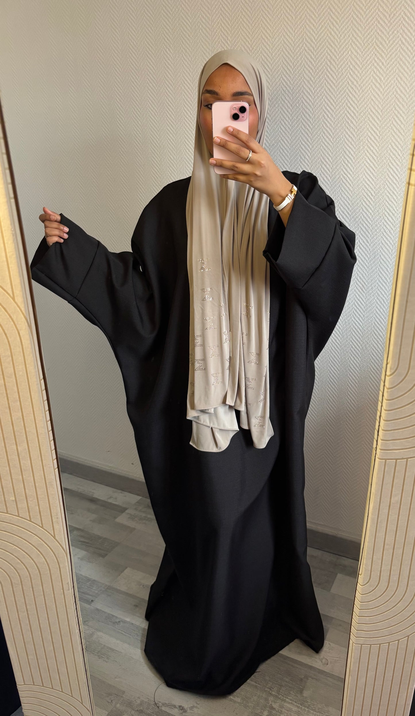 ABAYA EFFET LIN • NOIR